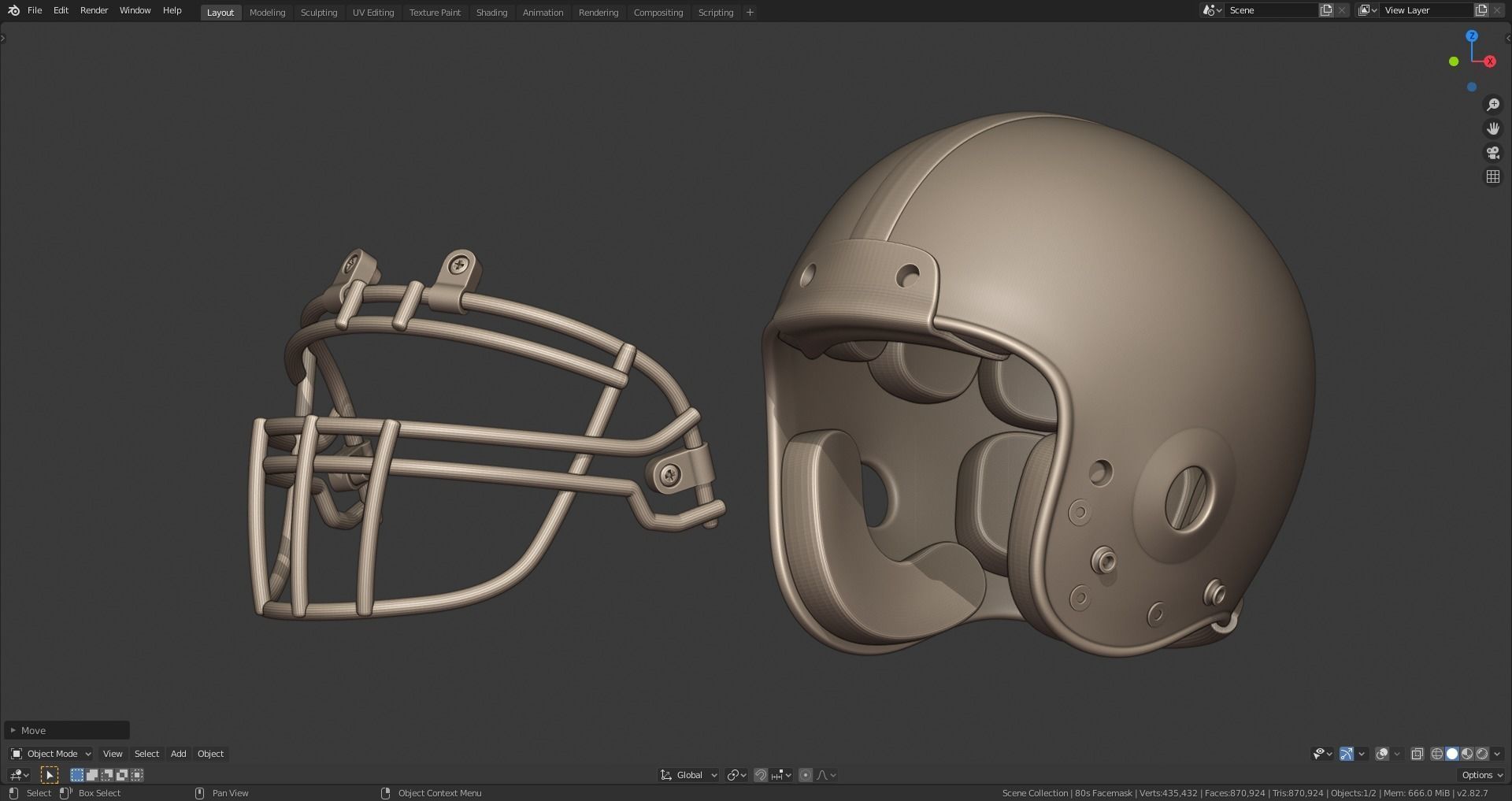 Classic 80s-2010s Football Helmet 3D print model_1