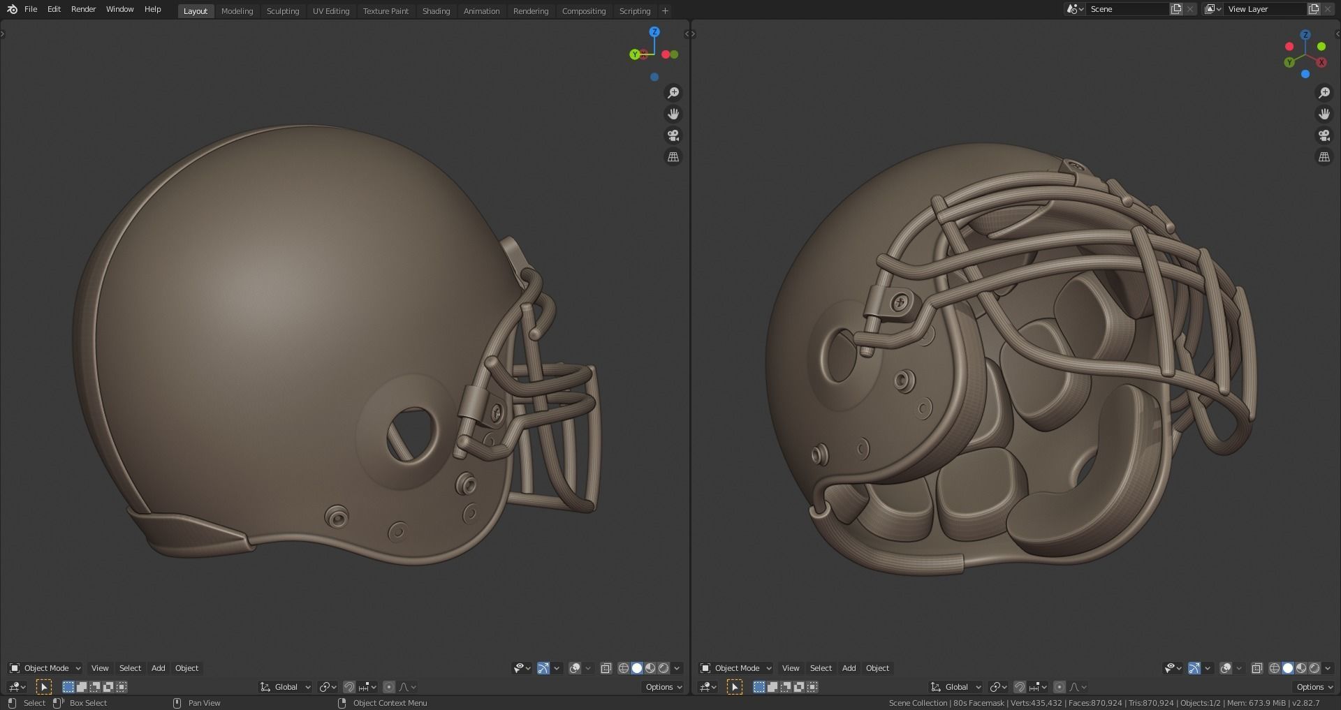 Classic 80s-2010s Football Helmet 3D print model_5