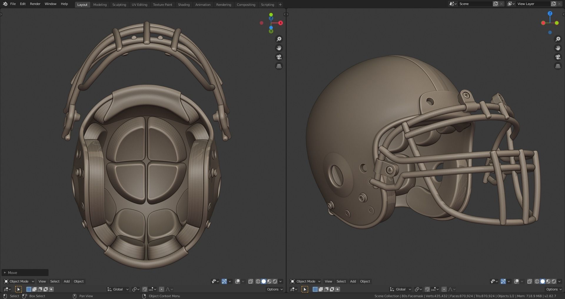 Classic 80s-2010s Football Helmet 3D print model_3
