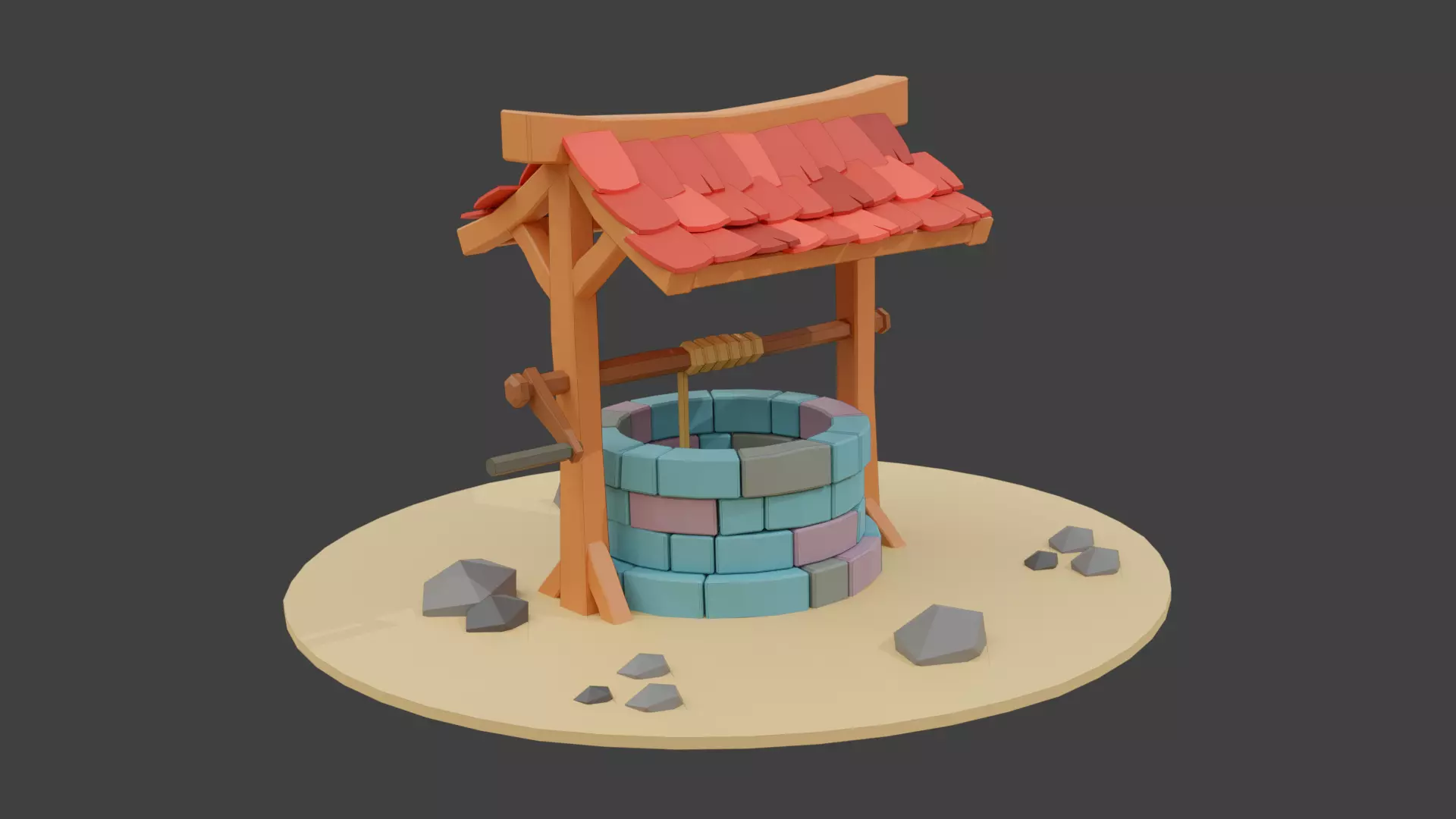 Cartoon Water Well Low-poly 3D model_0
