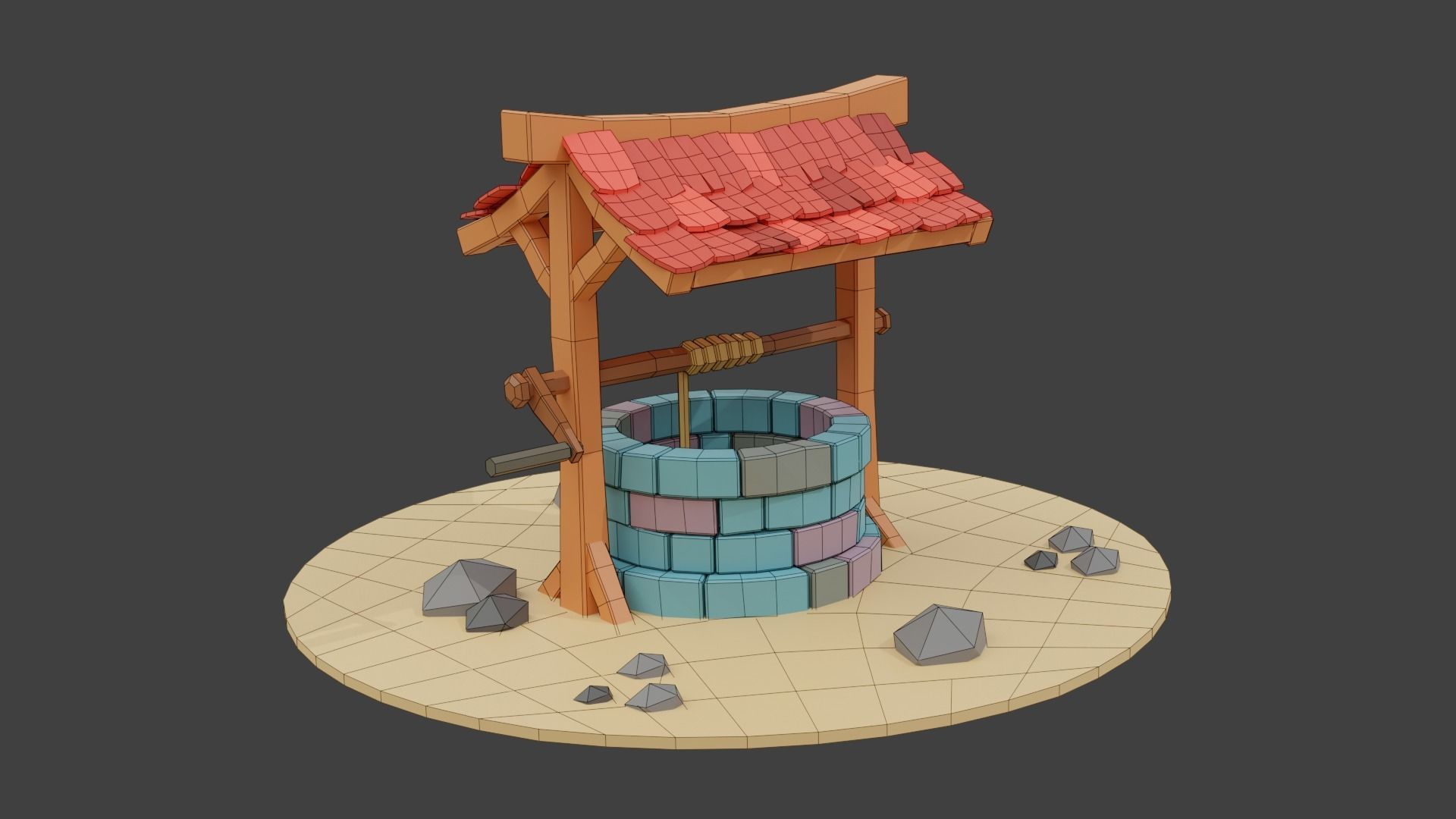 Cartoon Water Well Low-poly 3D model_2