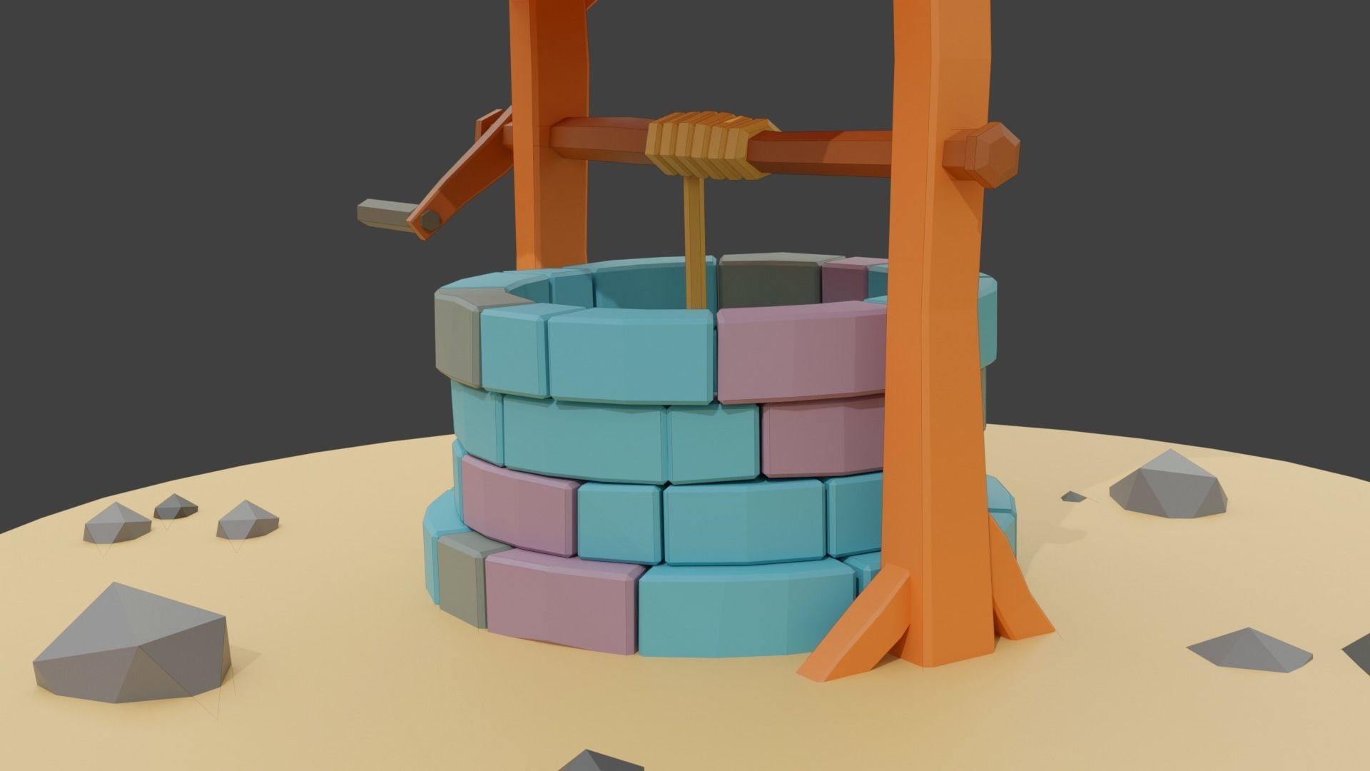 Cartoon Water Well Low-poly 3D model_3