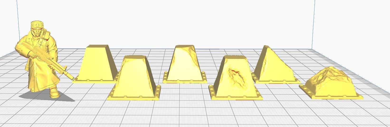 Concrete barrier and Dragon teeth  for wargames 3D print model_2