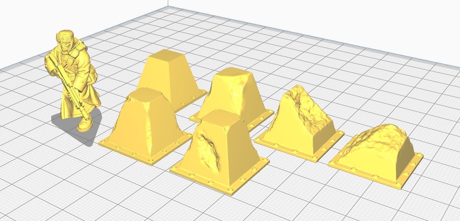 Concrete barrier and Dragon teeth  for wargames 3D print model_1