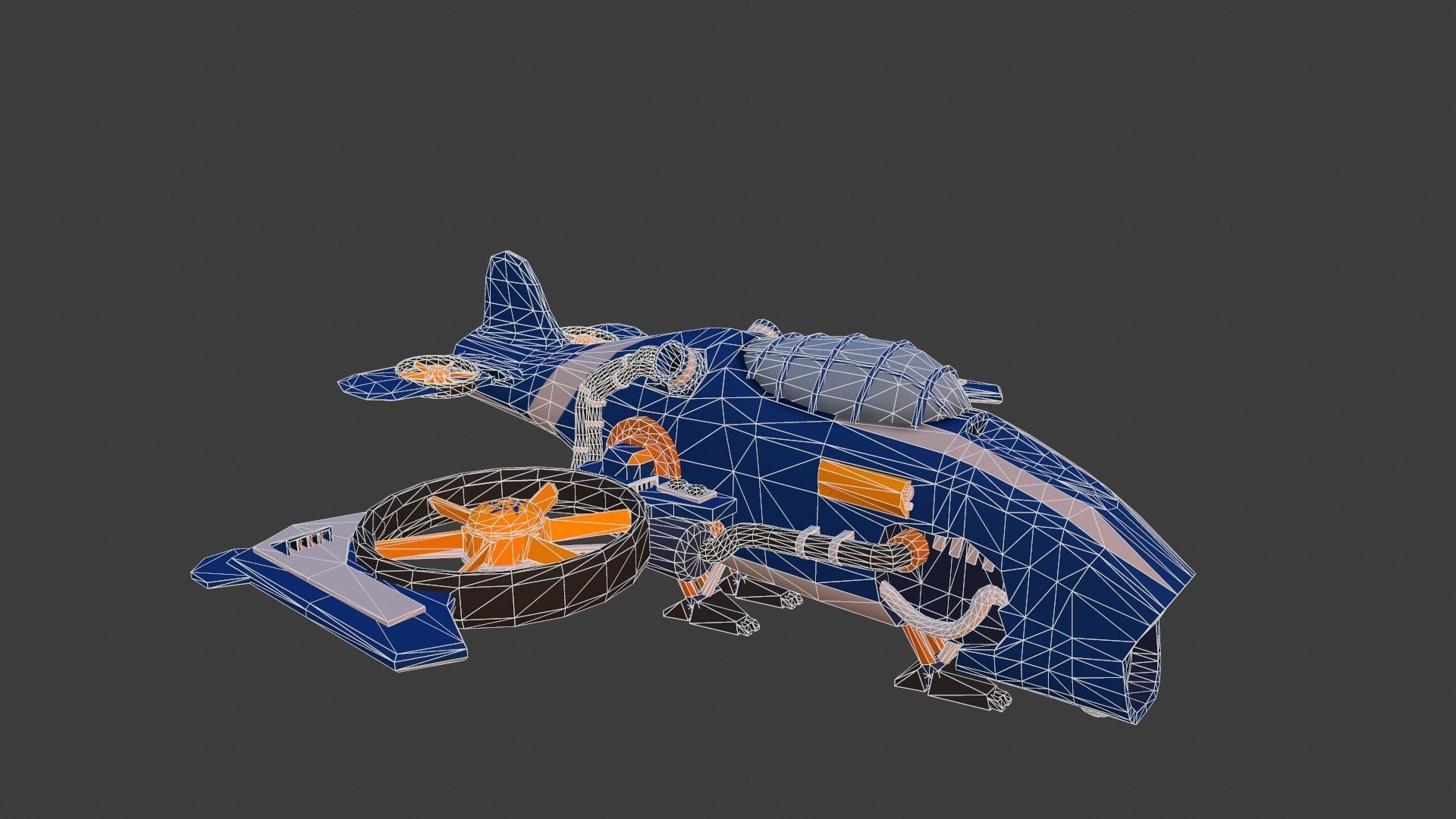 Cartoon low-poly airplane Low-poly 3D model_1