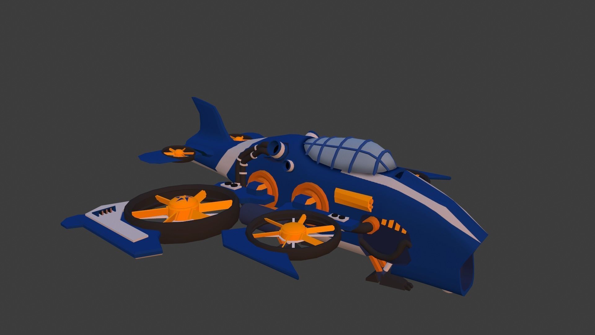 Cartoon low-poly airplane Low-poly 3D model_5