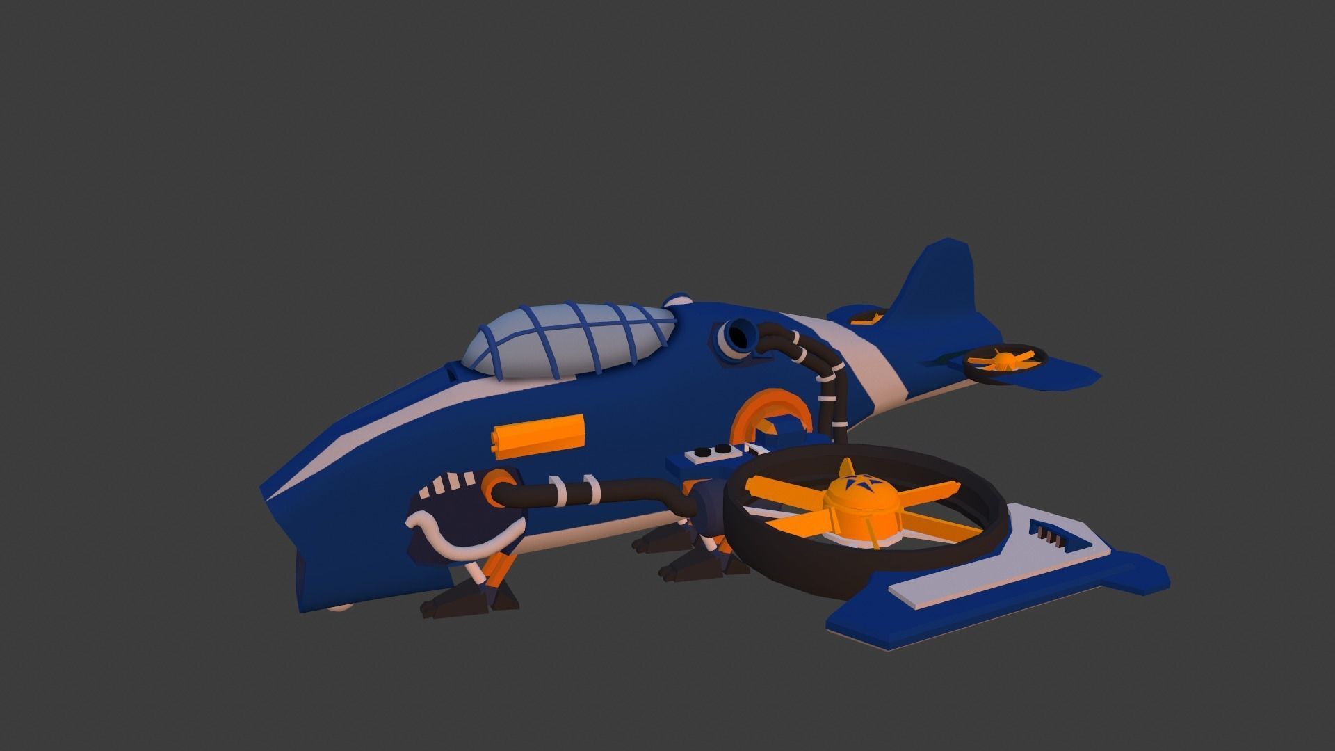 Cartoon low-poly airplane Low-poly 3D model_6