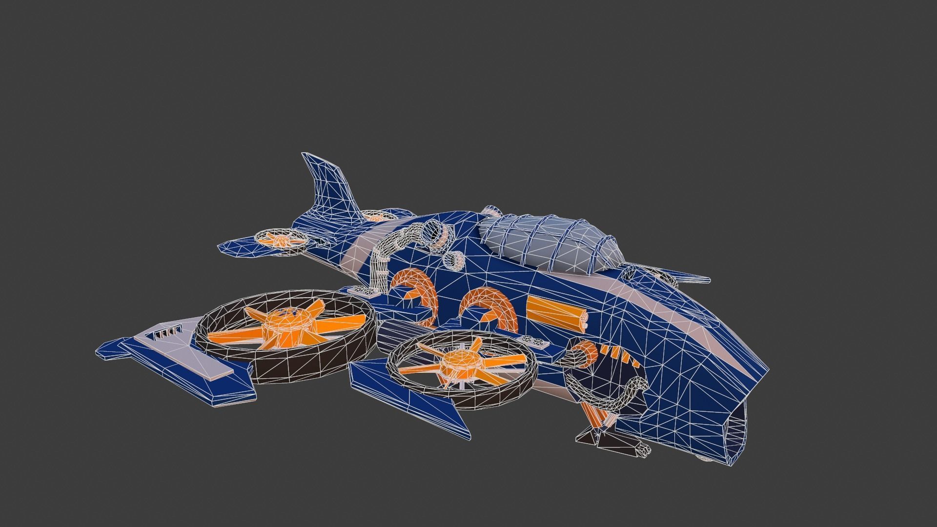 Cartoon low-poly airplane Low-poly 3D model_2