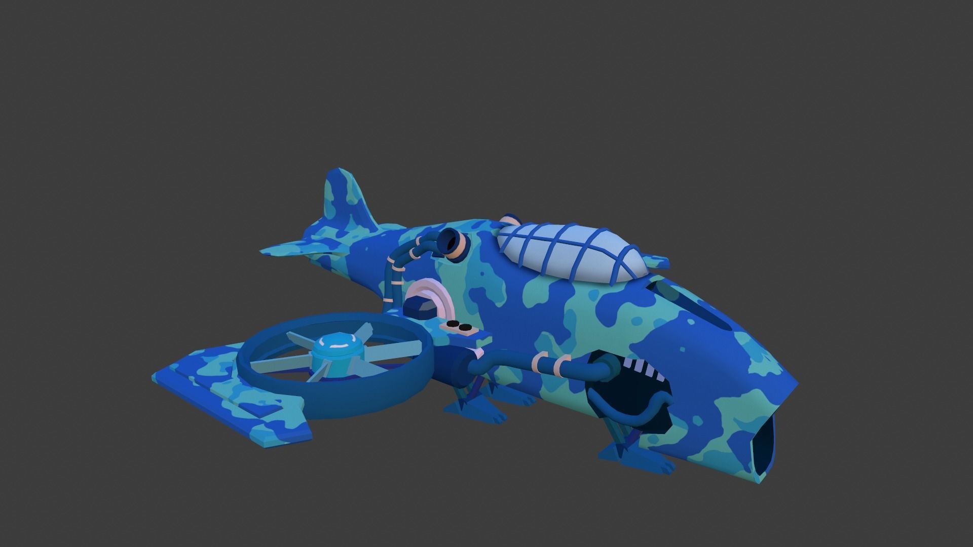 Cartoon low-poly airplane Low-poly 3D model_8