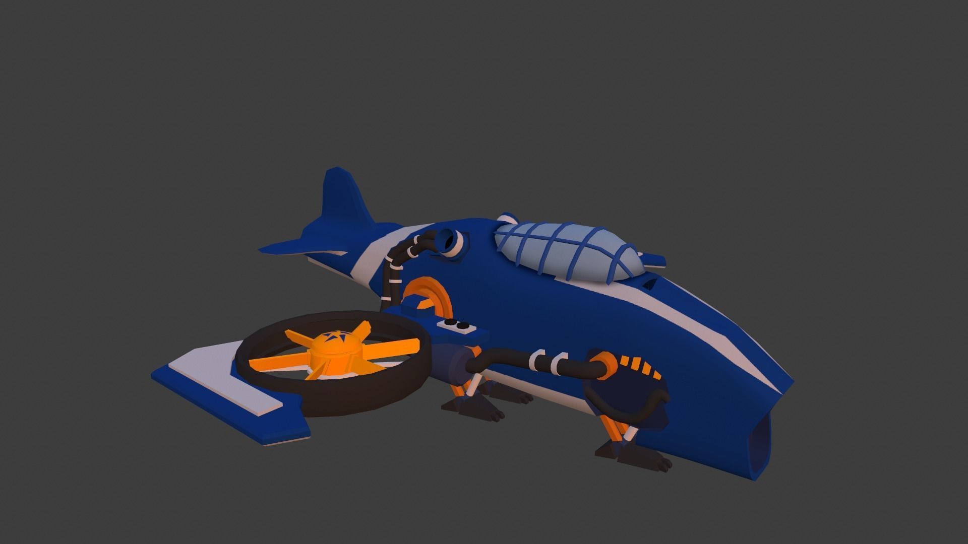 Cartoon low-poly airplane Low-poly 3D model_3