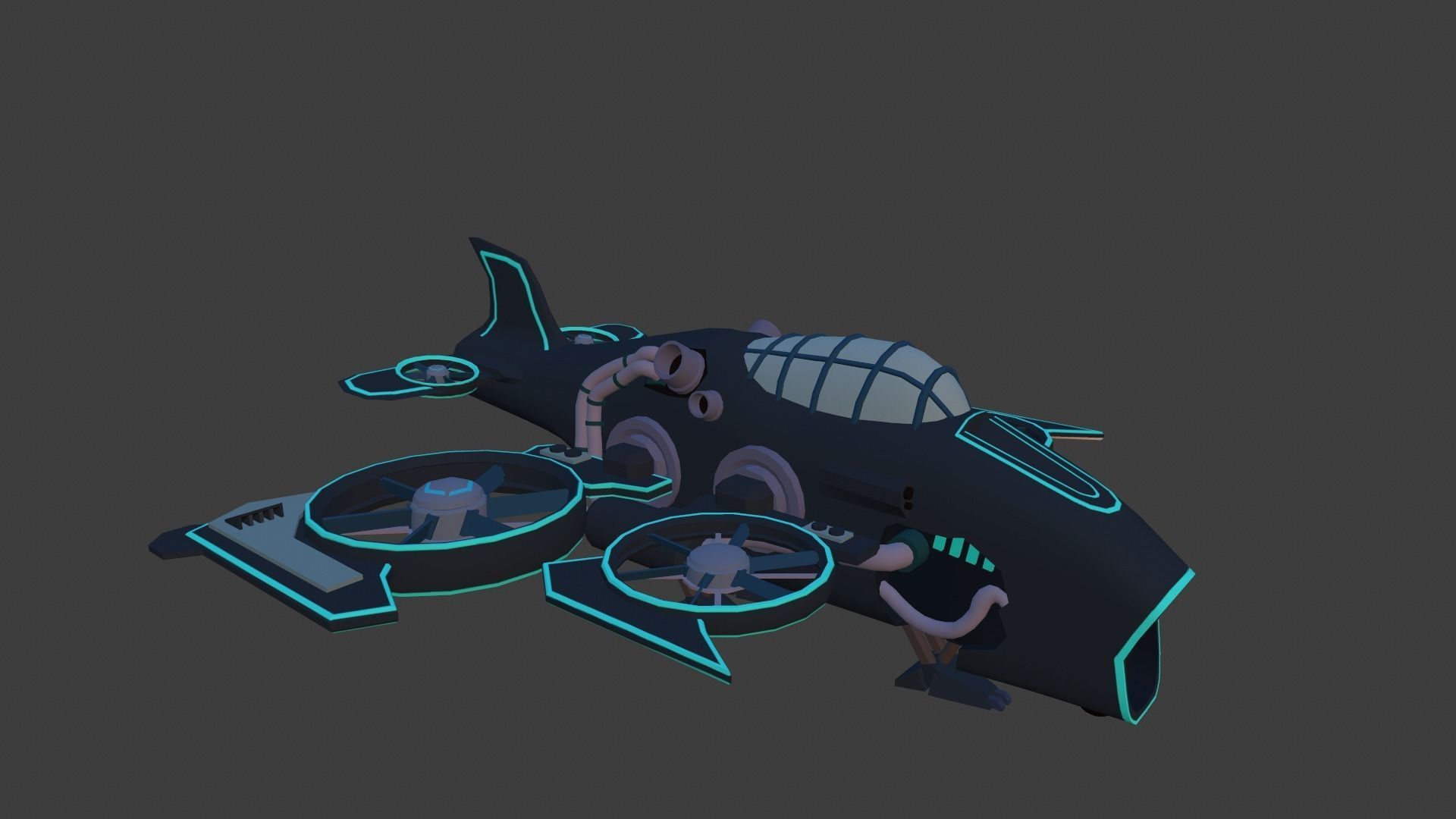 Cartoon low-poly airplane Low-poly 3D model_14