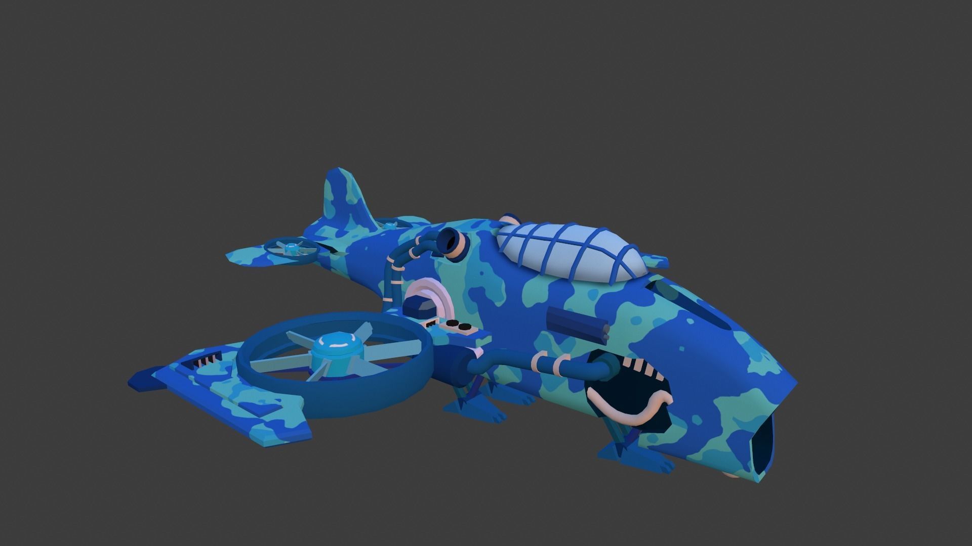 Cartoon low-poly airplane Low-poly 3D model_9