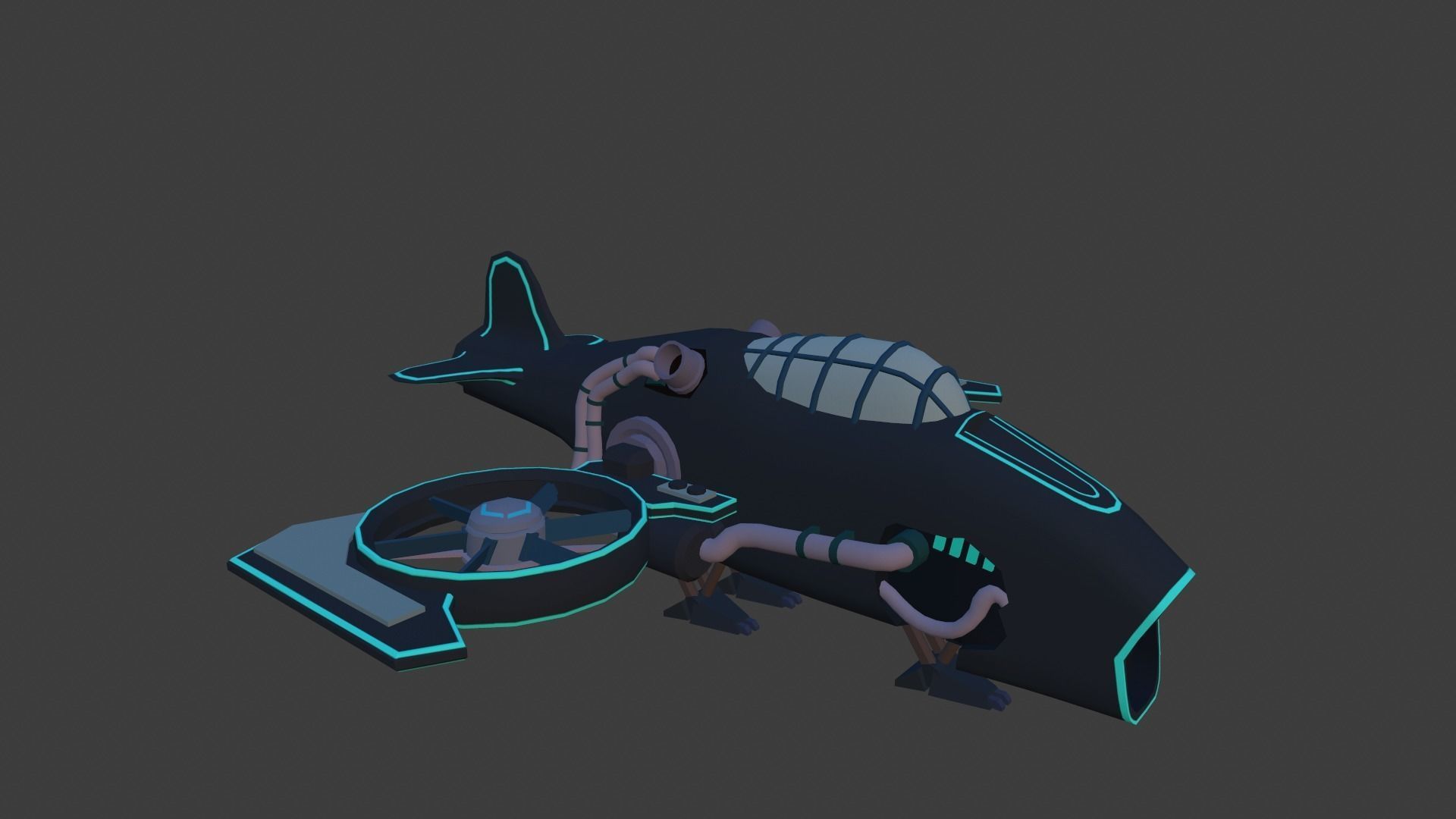 Cartoon low-poly airplane Low-poly 3D model_12