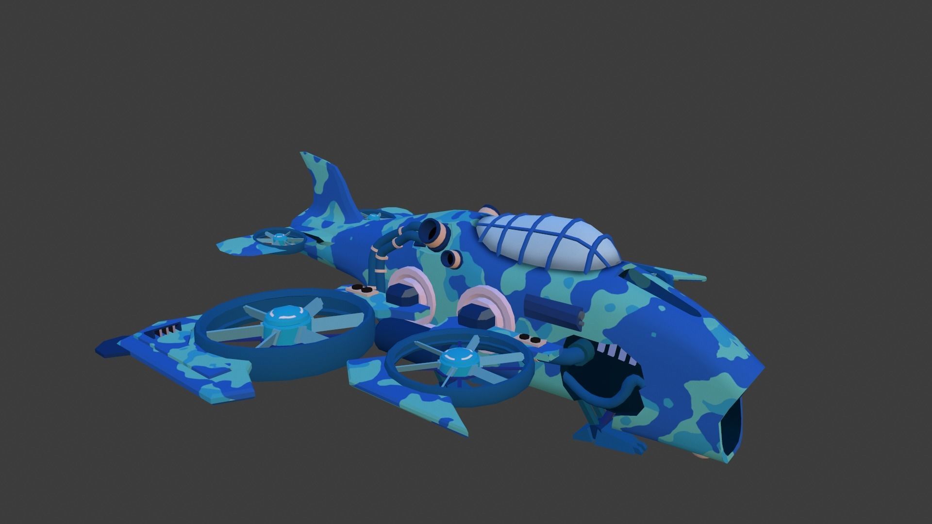 Cartoon low-poly airplane Low-poly 3D model_10