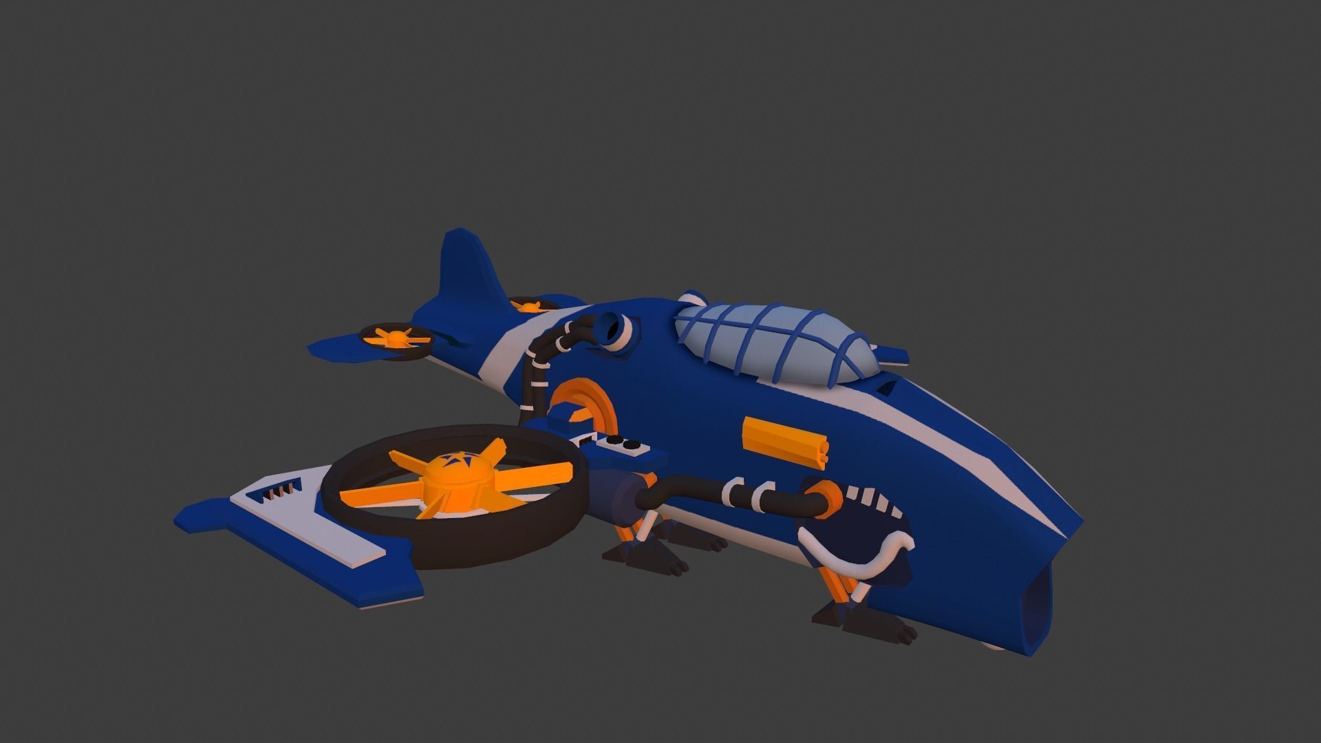 Cartoon low-poly airplane Low-poly 3D model_4