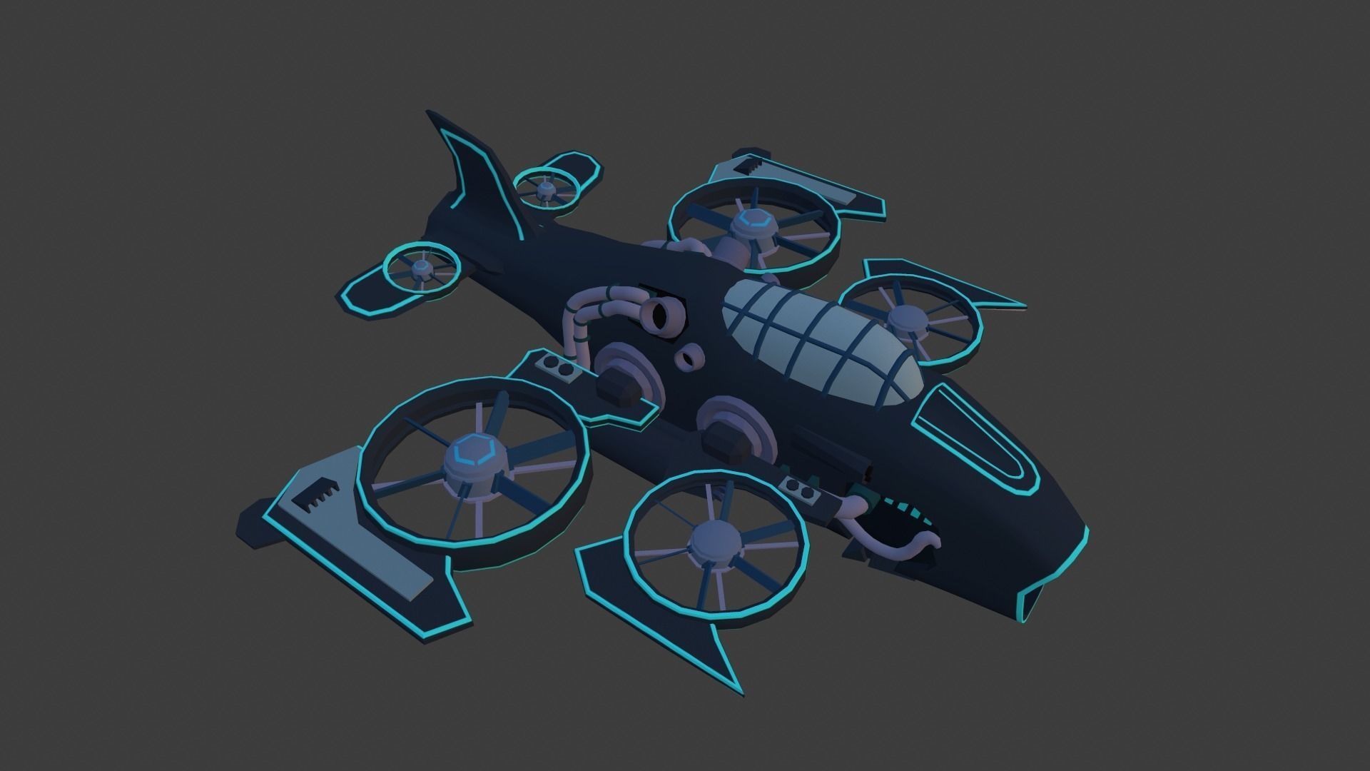 Cartoon low-poly airplane Low-poly 3D model_16
