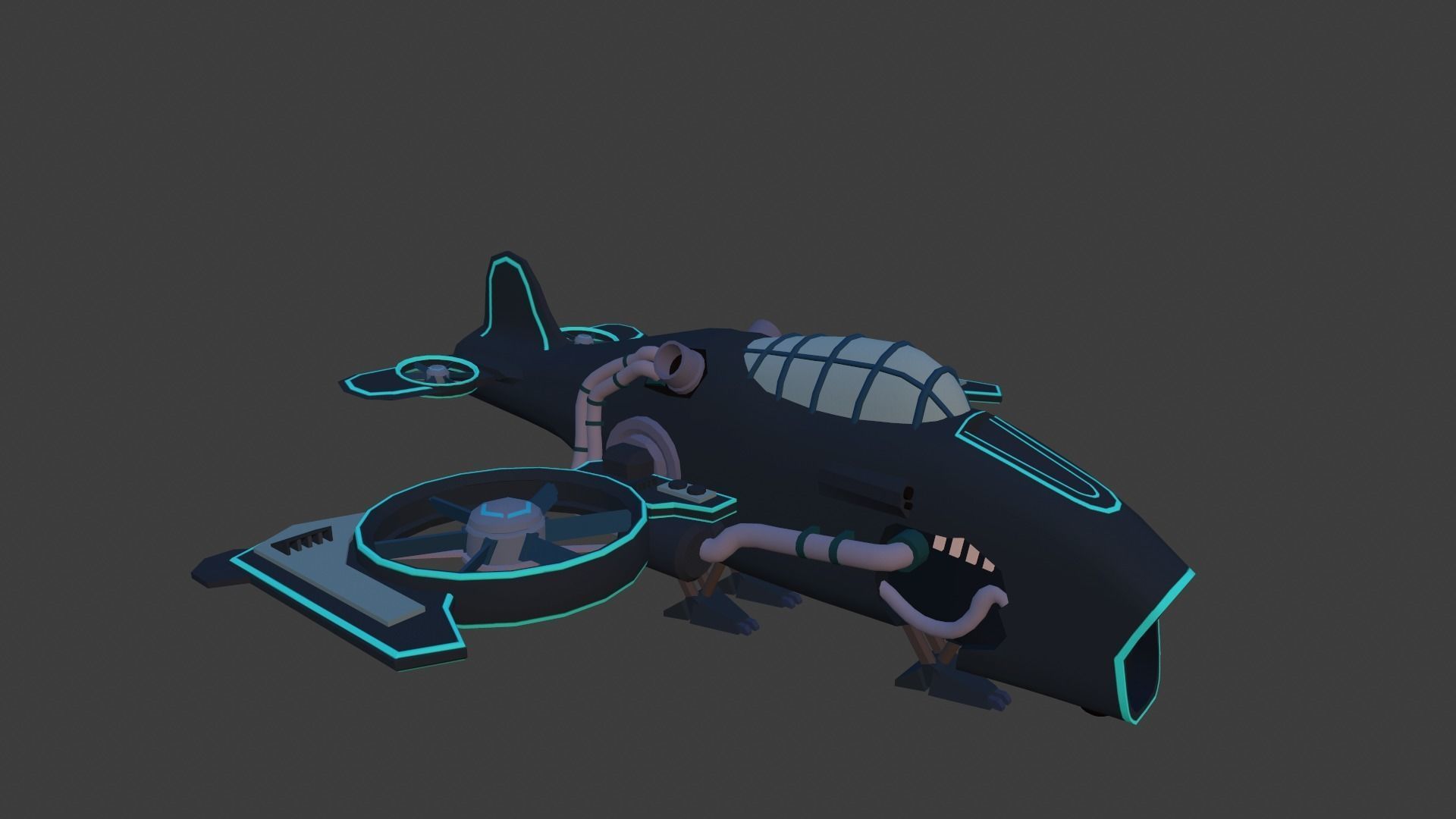 Cartoon low-poly airplane Low-poly 3D model_13