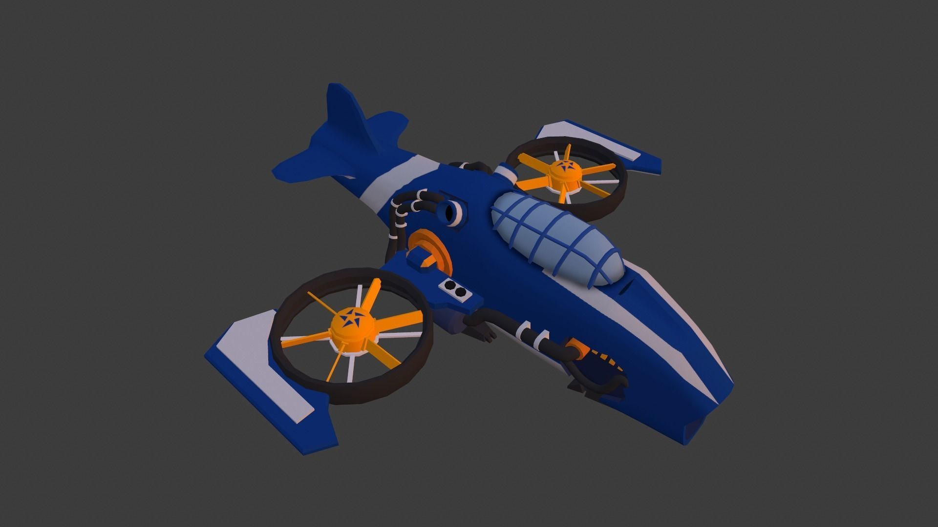 Cartoon low-poly airplane Low-poly 3D model_7