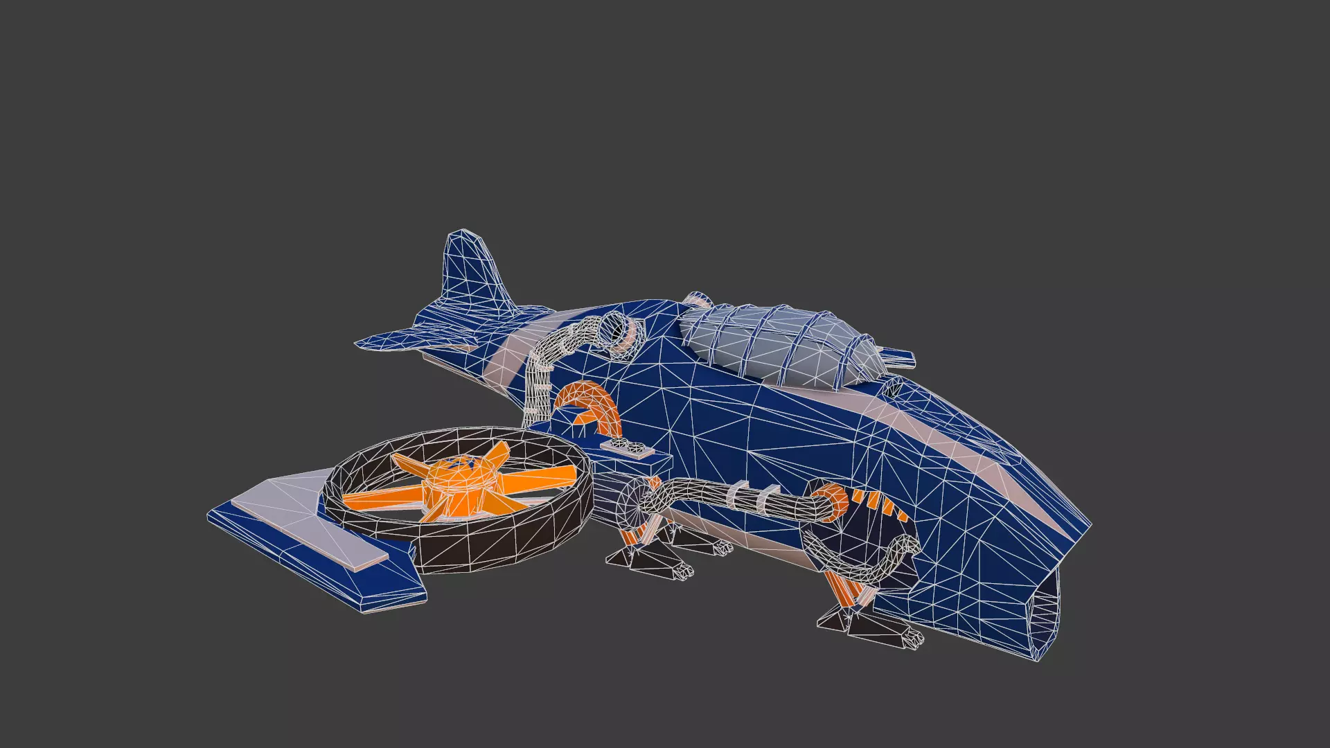 Cartoon low-poly airplane Low-poly 3D model_0