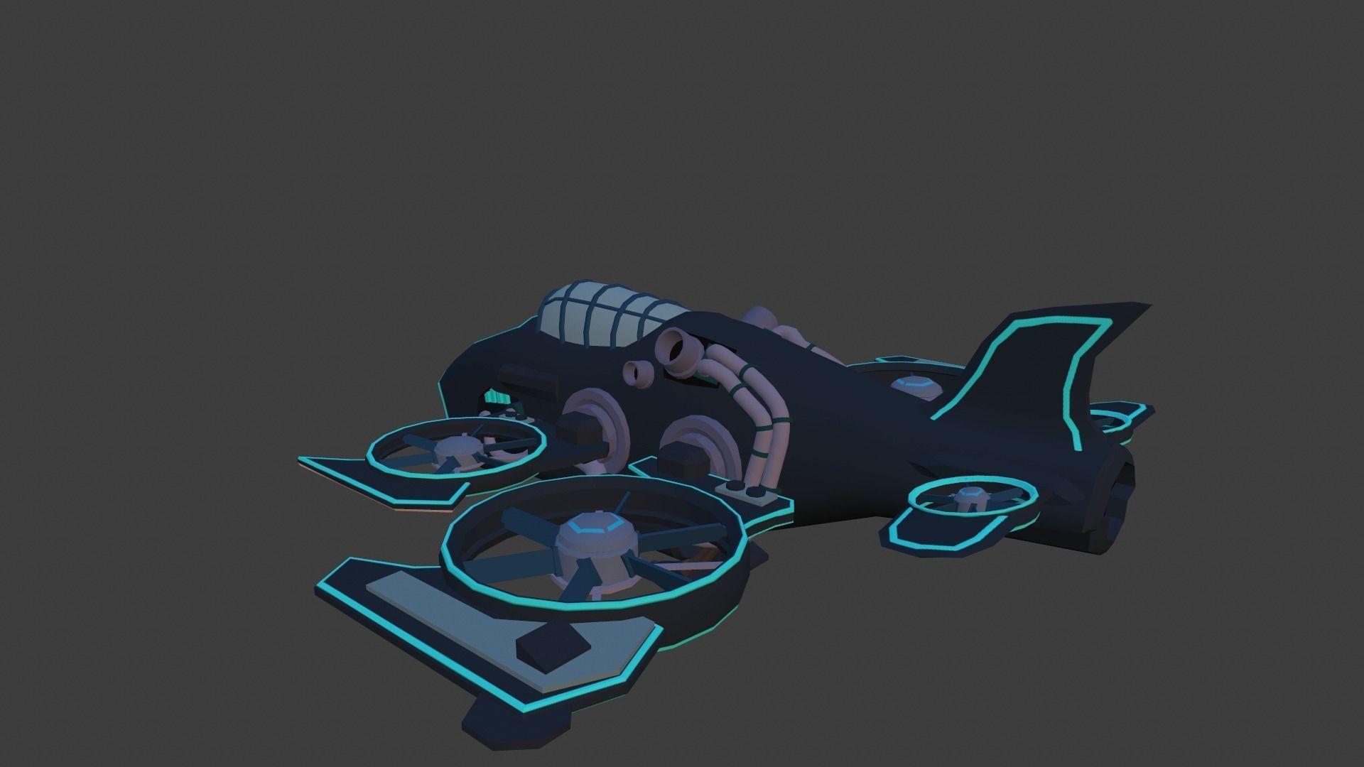 Cartoon low-poly airplane Low-poly 3D model_15