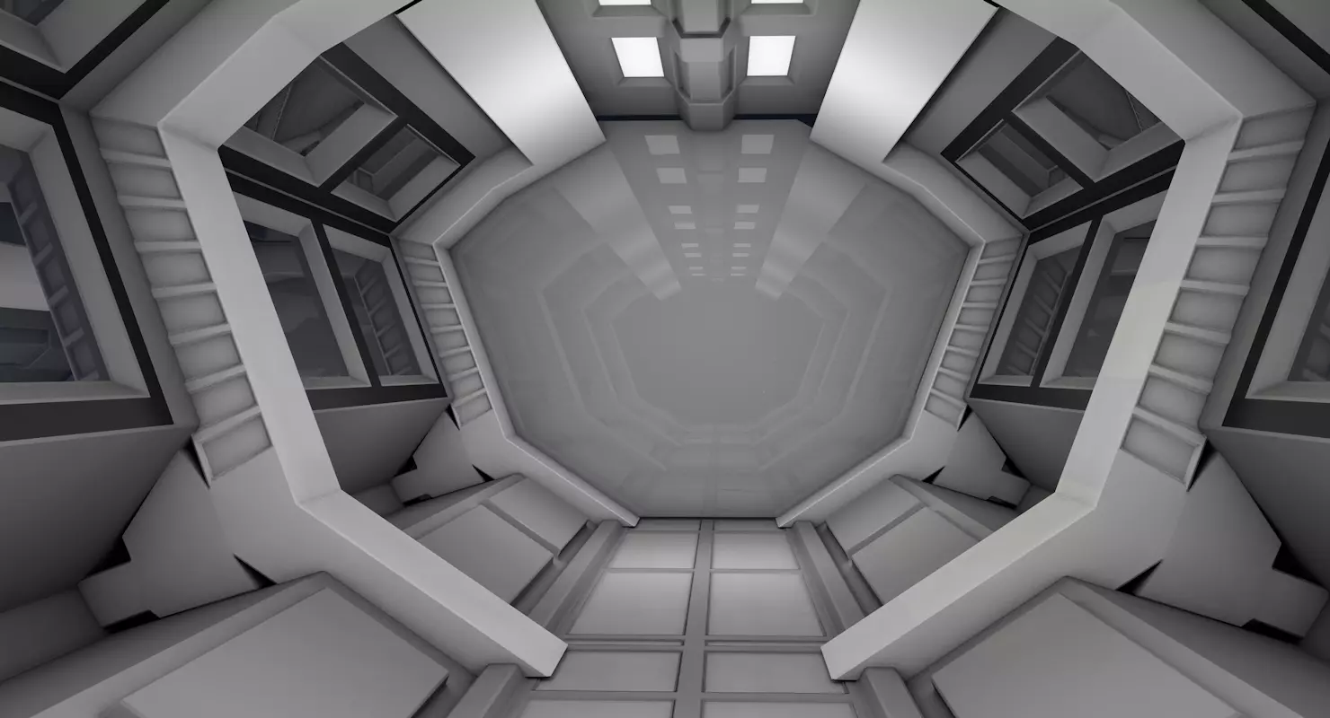 Sci Fi Corridor Low-poly 3D model_0