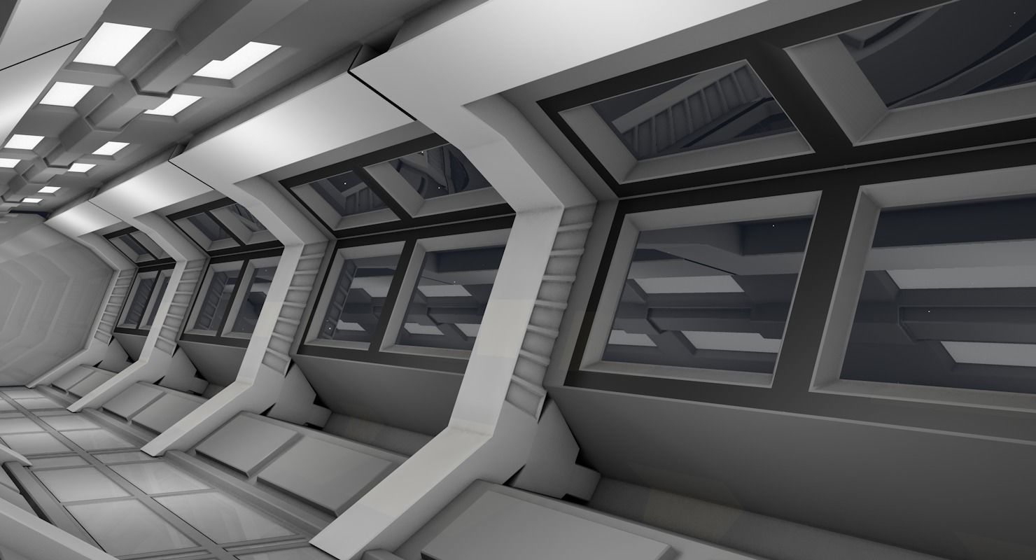Sci Fi Corridor Low-poly 3D model_6