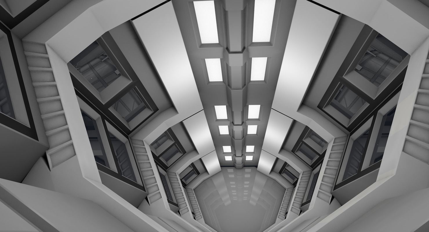 Sci Fi Corridor Low-poly 3D model_3