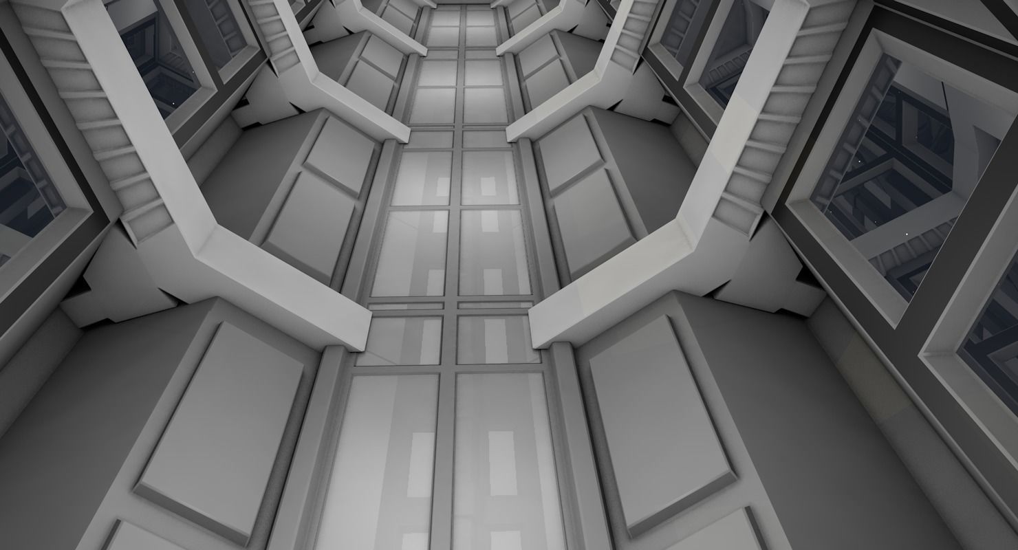 Sci Fi Corridor Low-poly 3D model_1