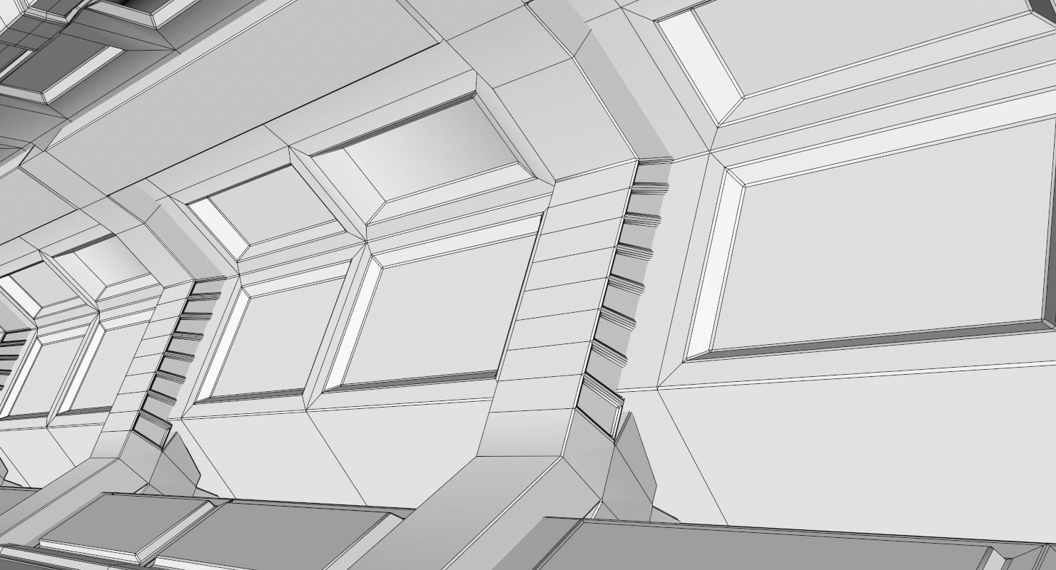 Sci Fi Corridor Low-poly 3D model_9