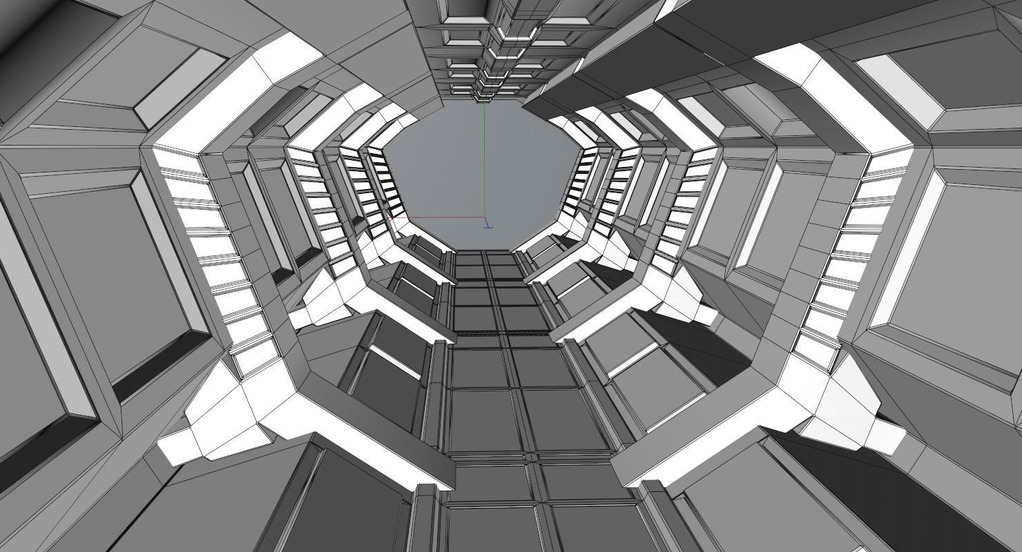 Sci Fi Corridor Low-poly 3D model_8