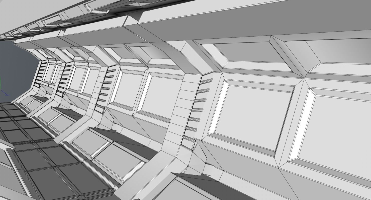 Sci Fi Corridor Low-poly 3D model_10