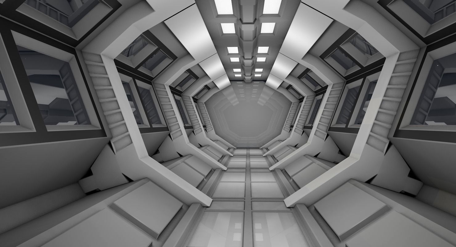 Sci Fi Corridor Low-poly 3D model_2