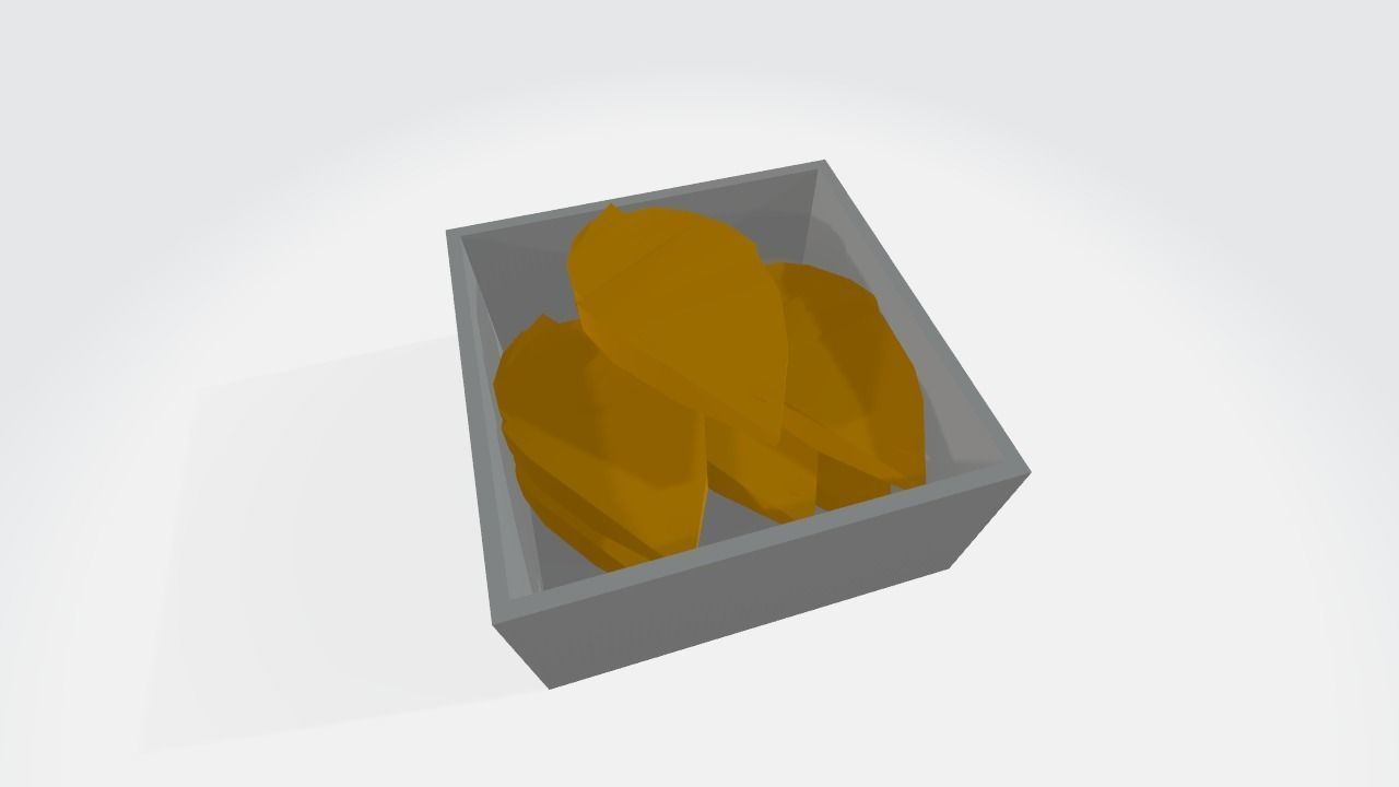 Low-Poly Cartoon Chicken Nugget Box Low-poly 3D model_4