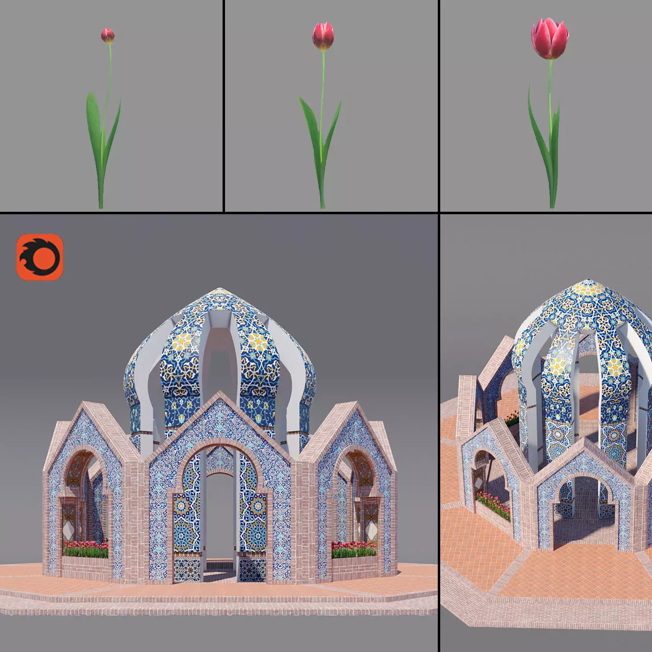 Martyrs Tomb Monument Low-poly 3D model_0