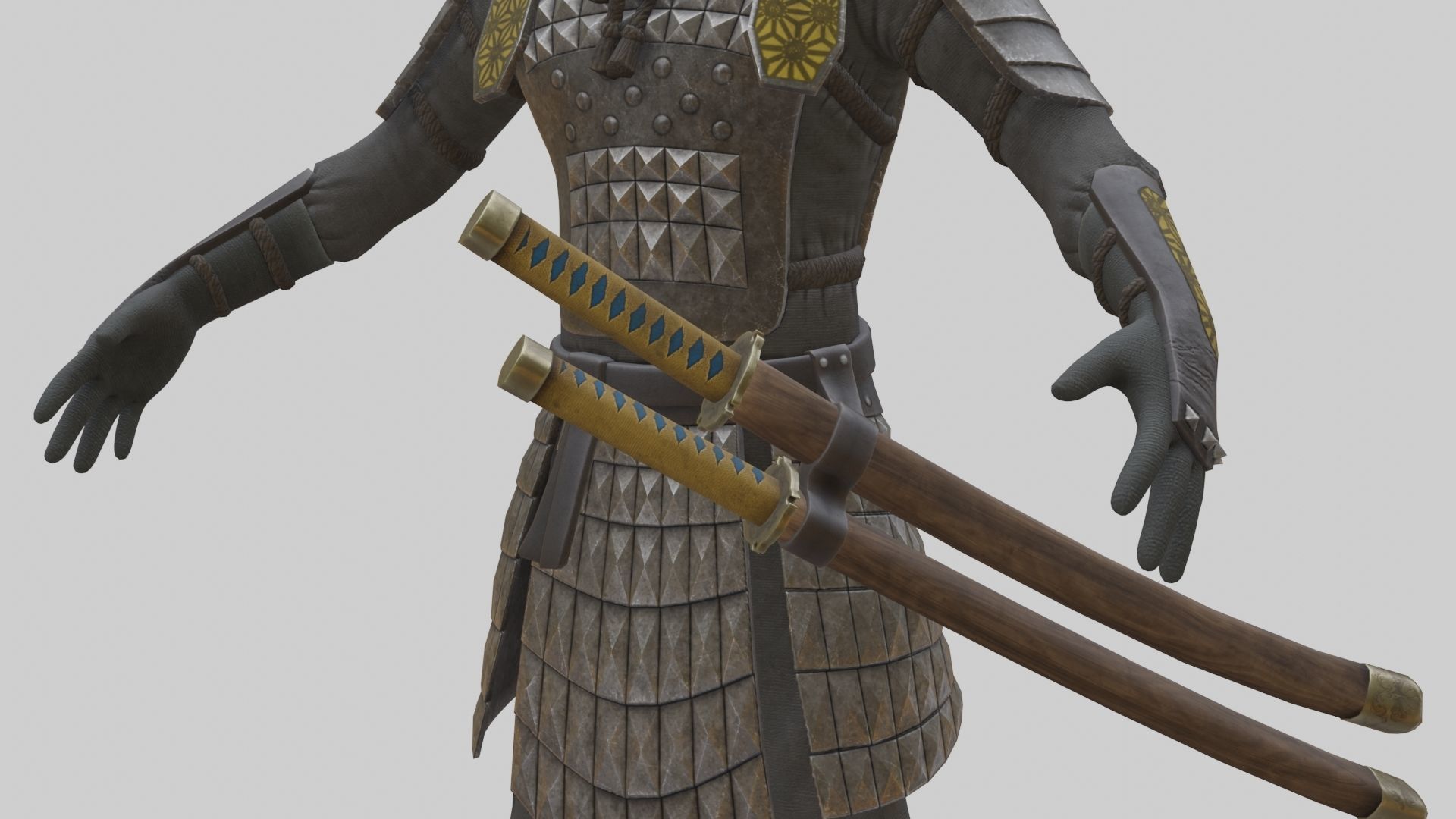 Ghost Samurai Warrior With PBR Materials And Multiple Skins Low-poly 3D model_12