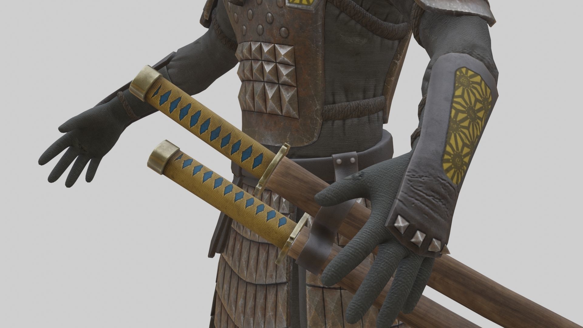 Ghost Samurai Warrior With PBR Materials And Multiple Skins Low-poly 3D model_4