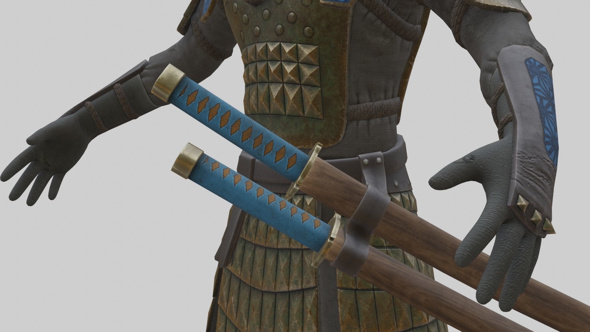 Ghost Samurai Warrior With PBR Materials And Multiple Skins Low-poly 3D model_18