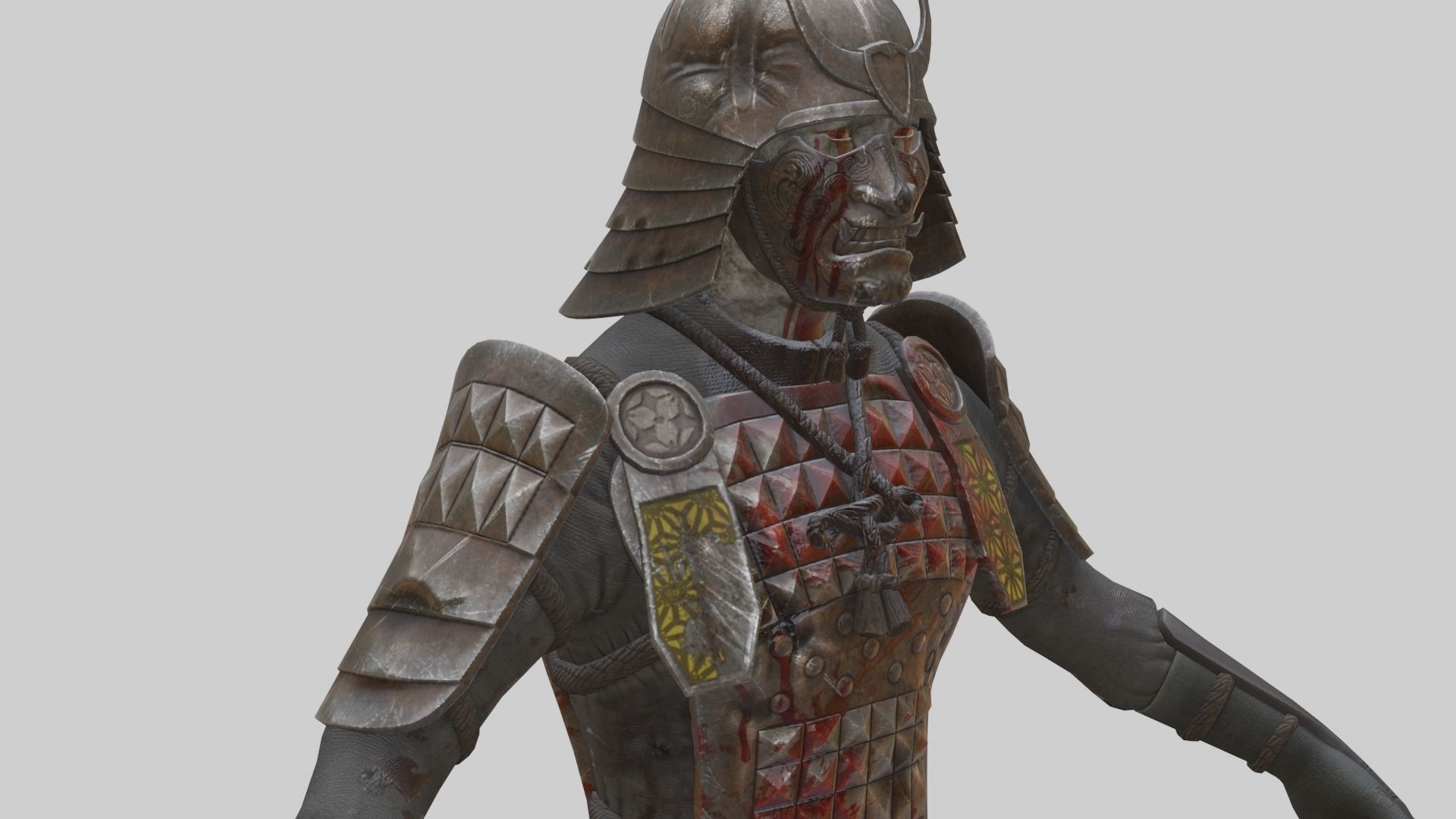 Ghost Samurai Warrior With PBR Materials And Multiple Skins Low-poly 3D model_24