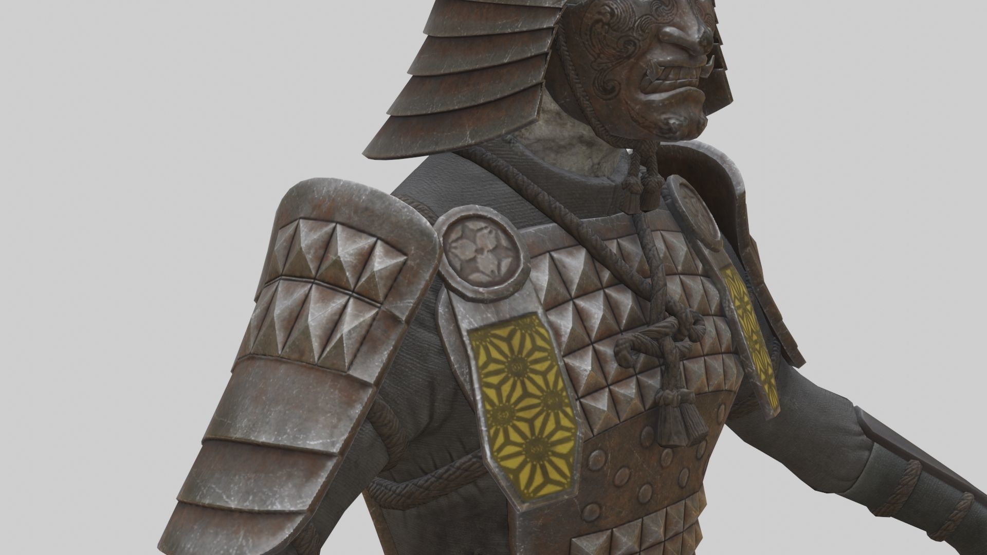 Ghost Samurai Warrior With PBR Materials And Multiple Skins Low-poly 3D model_3