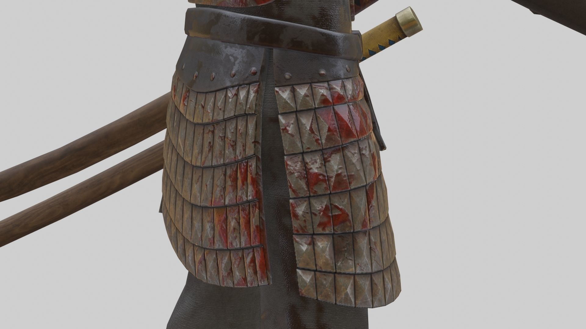 Ghost Samurai Warrior With PBR Materials And Multiple Skins Low-poly 3D model_27