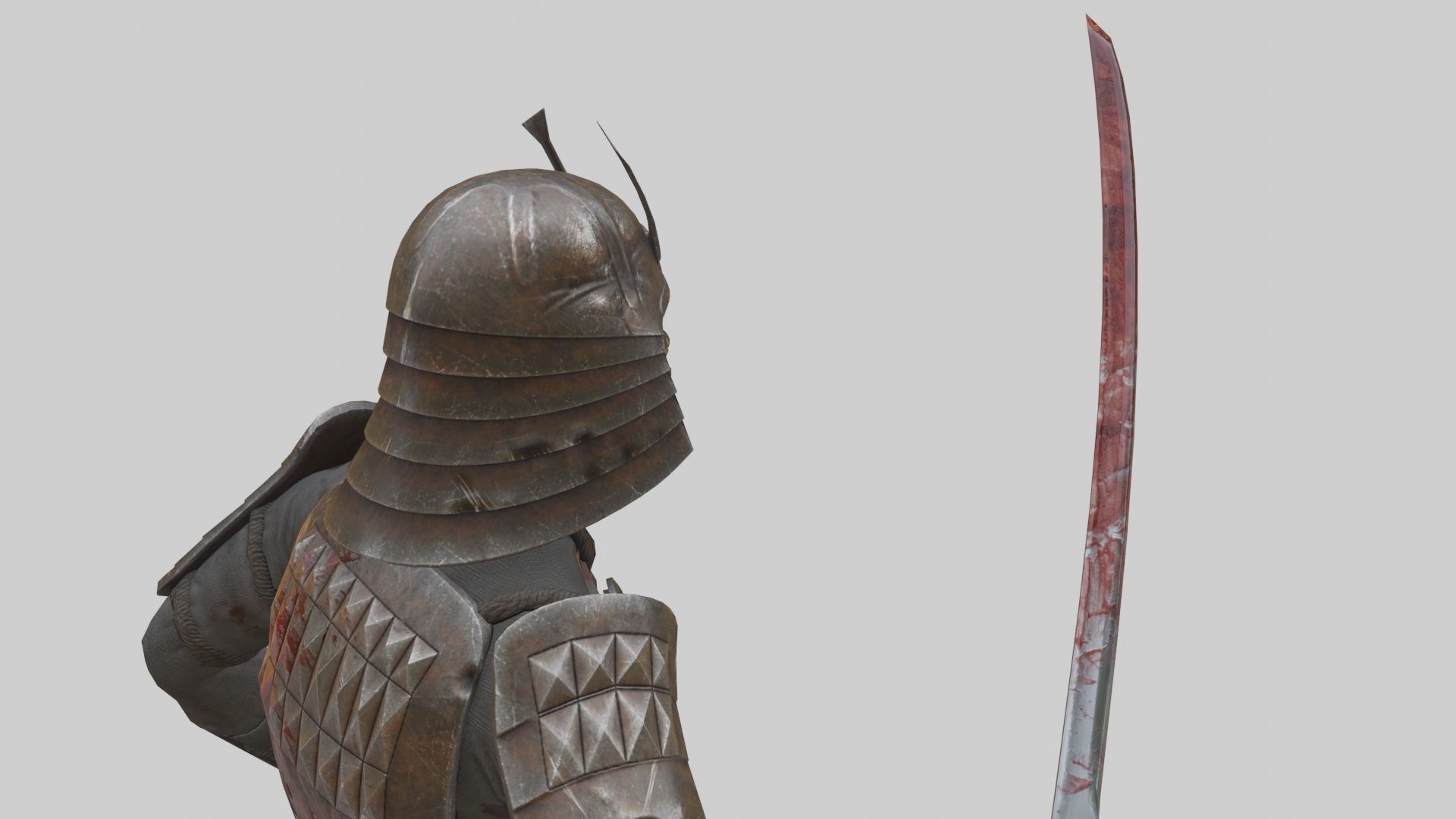 Ghost Samurai Warrior With PBR Materials And Multiple Skins Low-poly 3D model_31