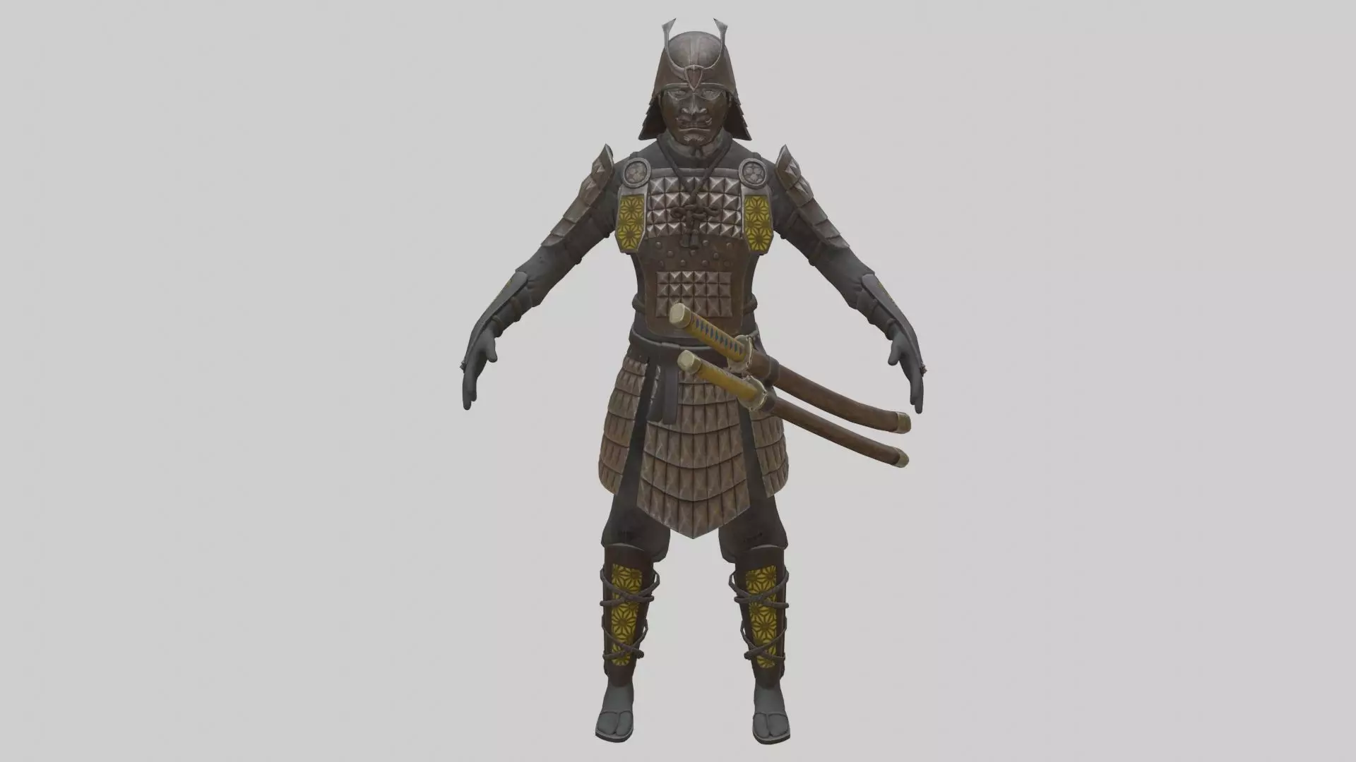 Ghost Samurai Warrior With PBR Materials And Multiple Skins Low-poly 3D model_0