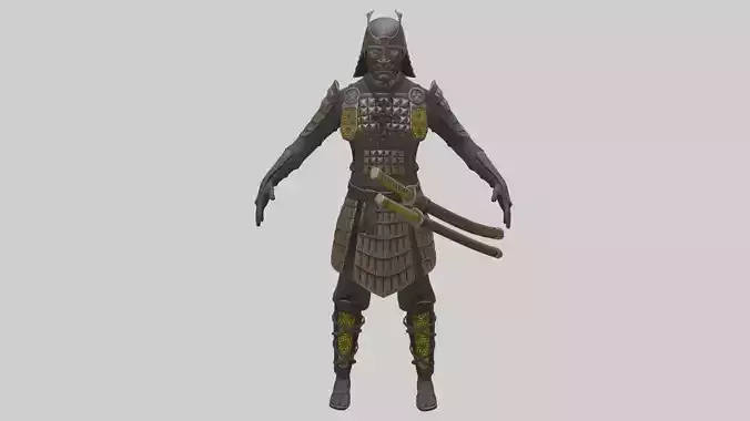 Ghost Samurai Warrior With PBR Materials And Multiple Skins Low-poly 3D model