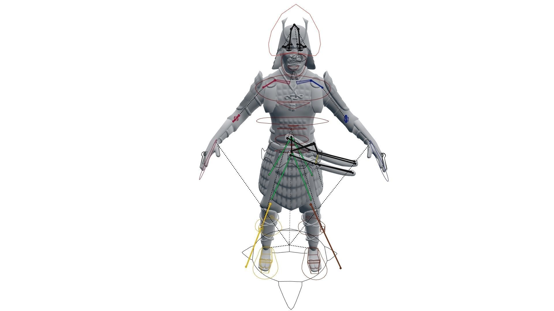 Ghost Samurai Warrior With PBR Materials And Multiple Skins Low-poly 3D model_47