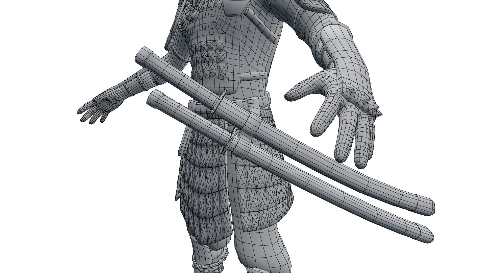 Ghost Samurai Warrior With PBR Materials And Multiple Skins Low-poly 3D model_45