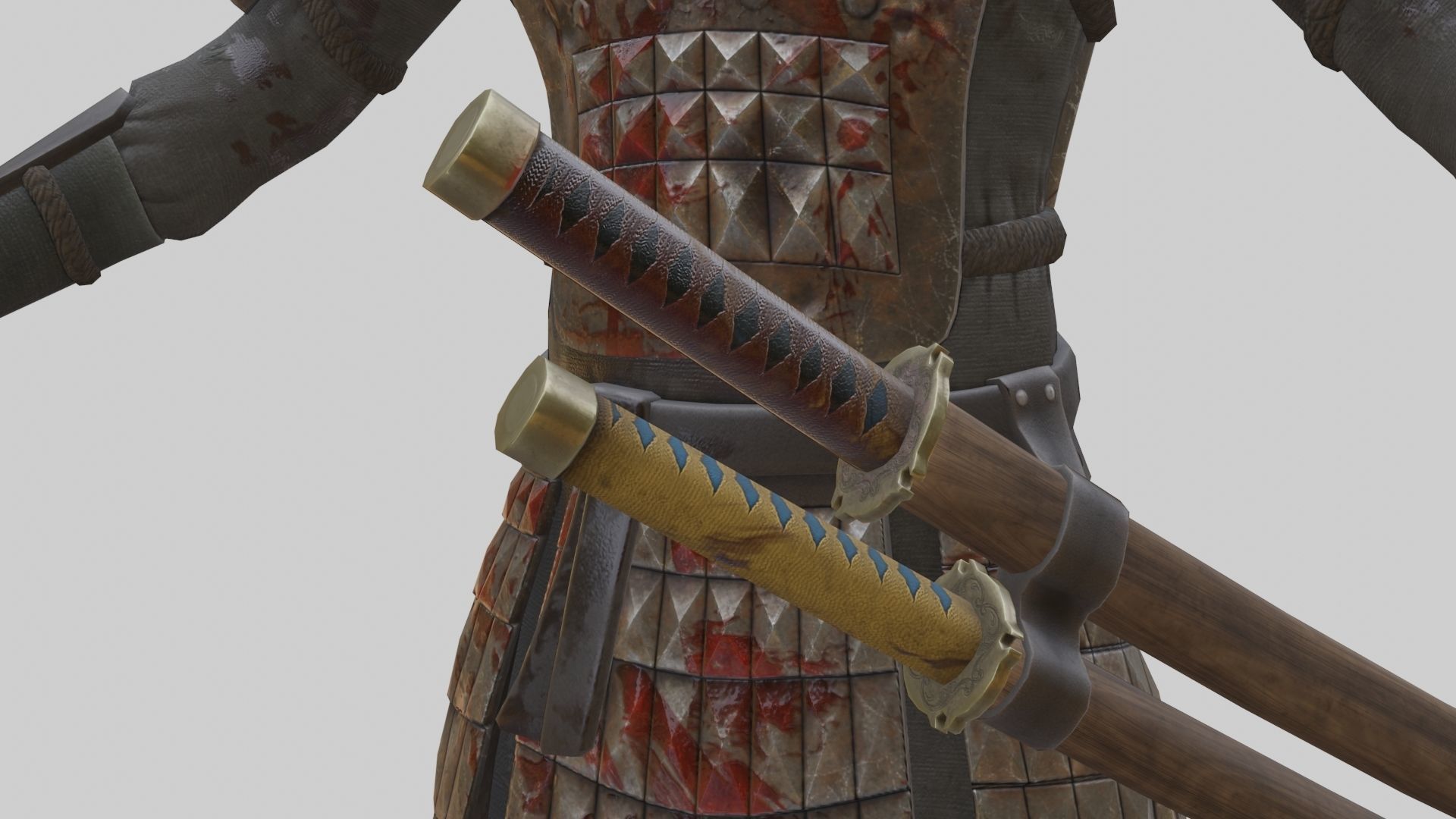 Ghost Samurai Warrior With PBR Materials And Multiple Skins Low-poly 3D model_26