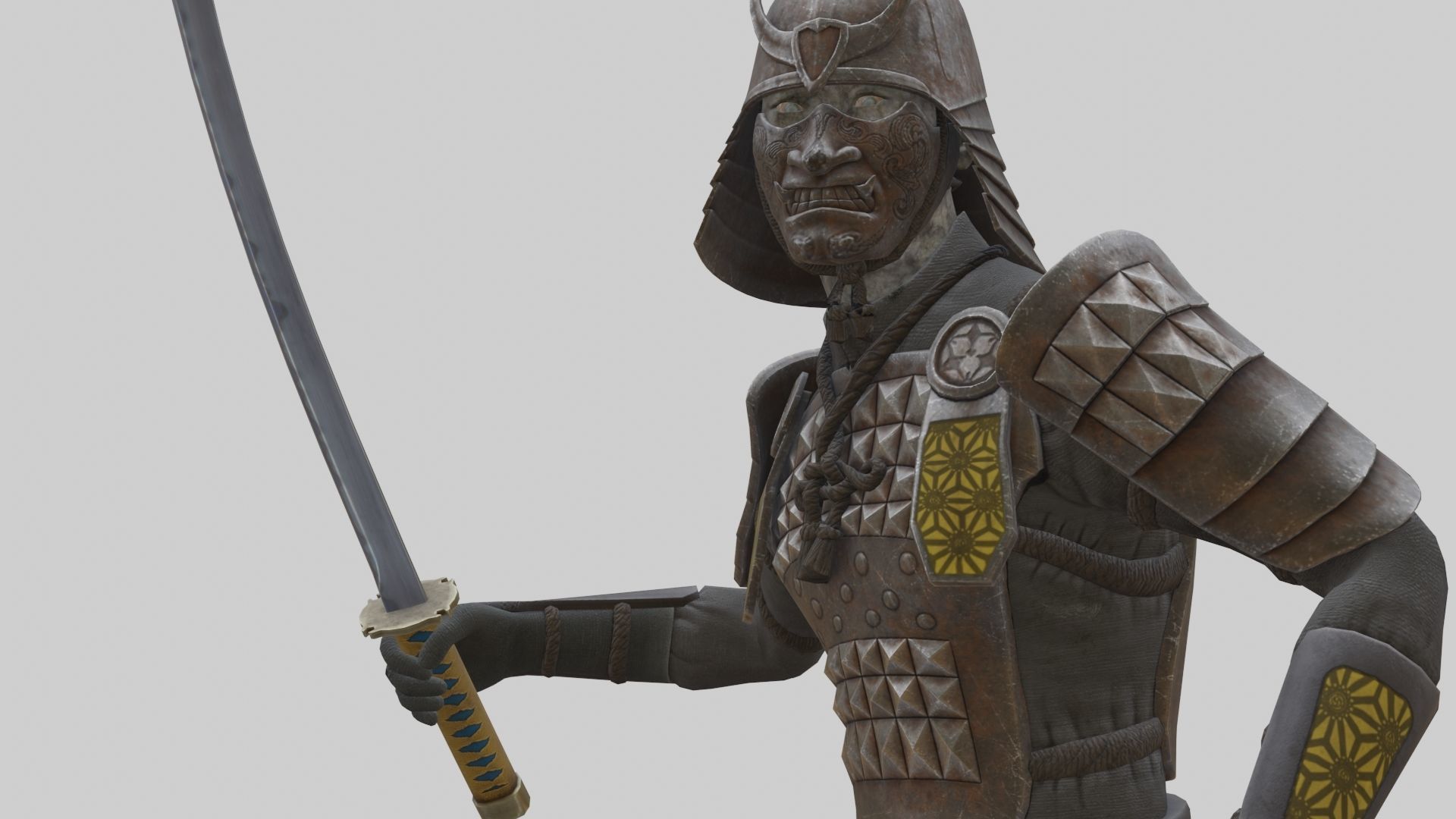 Ghost Samurai Warrior With PBR Materials And Multiple Skins Low-poly 3D model_34
