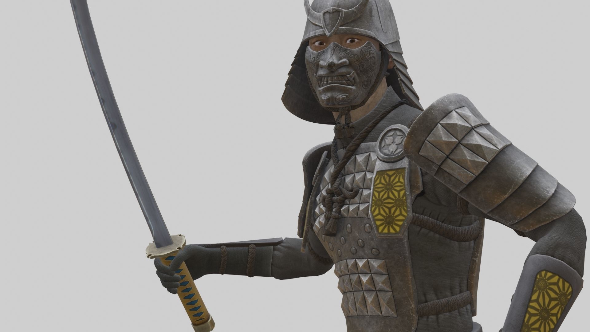 Ghost Samurai Warrior With PBR Materials And Multiple Skins Low-poly 3D model_35