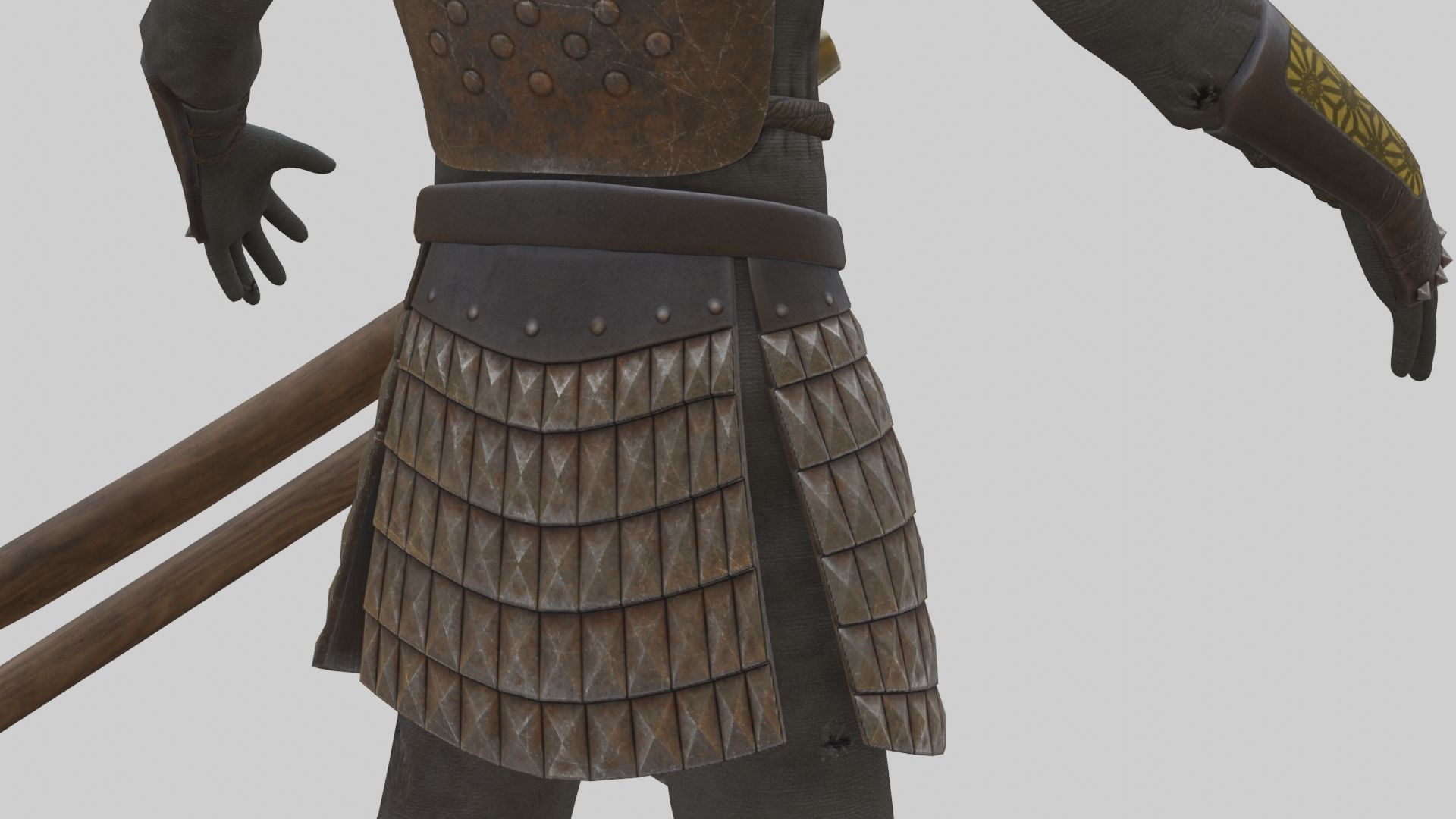 Ghost Samurai Warrior With PBR Materials And Multiple Skins Low-poly 3D model_8