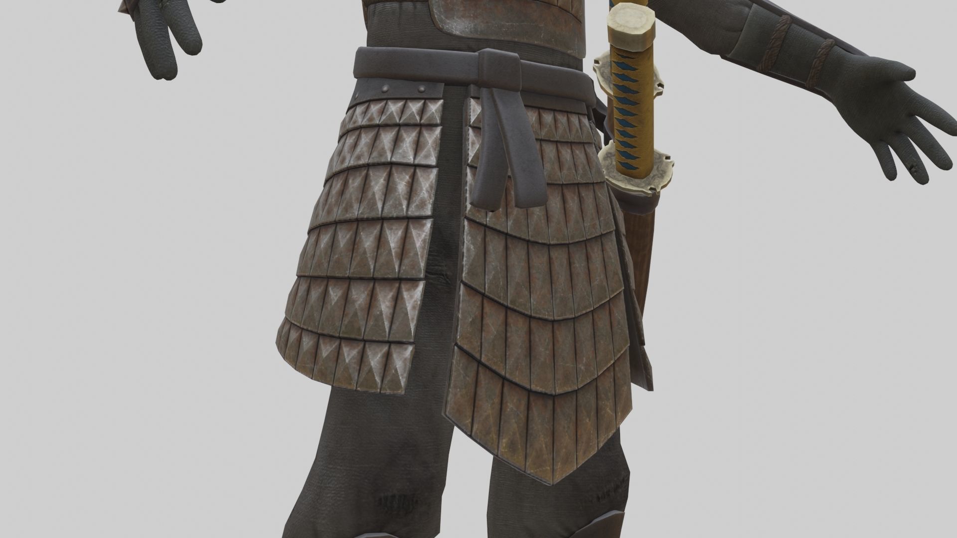 Ghost Samurai Warrior With PBR Materials And Multiple Skins Low-poly 3D model_5